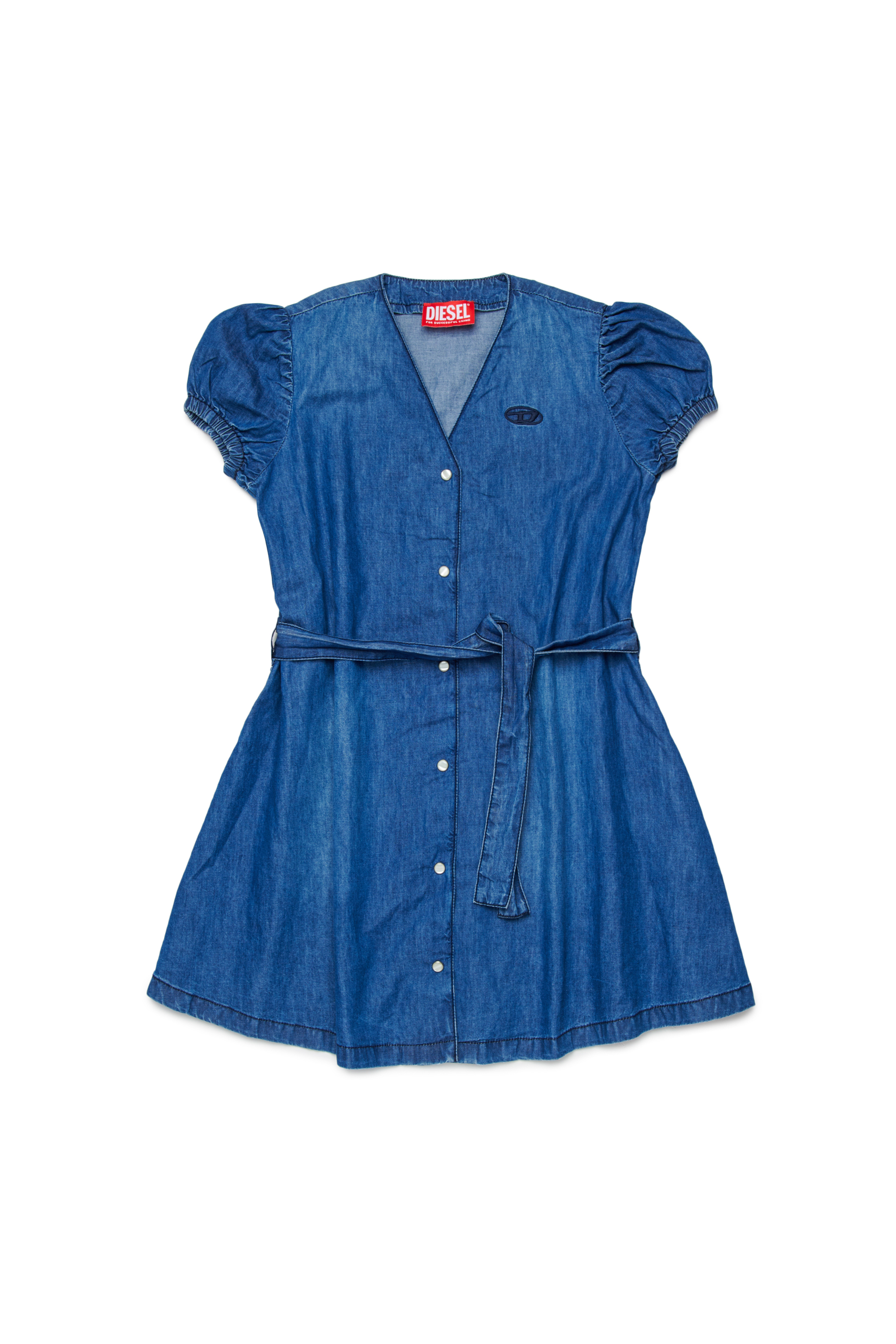 Diesel - DALFIE, Robe en denim avec manches ballon Femme in Bleu - 1