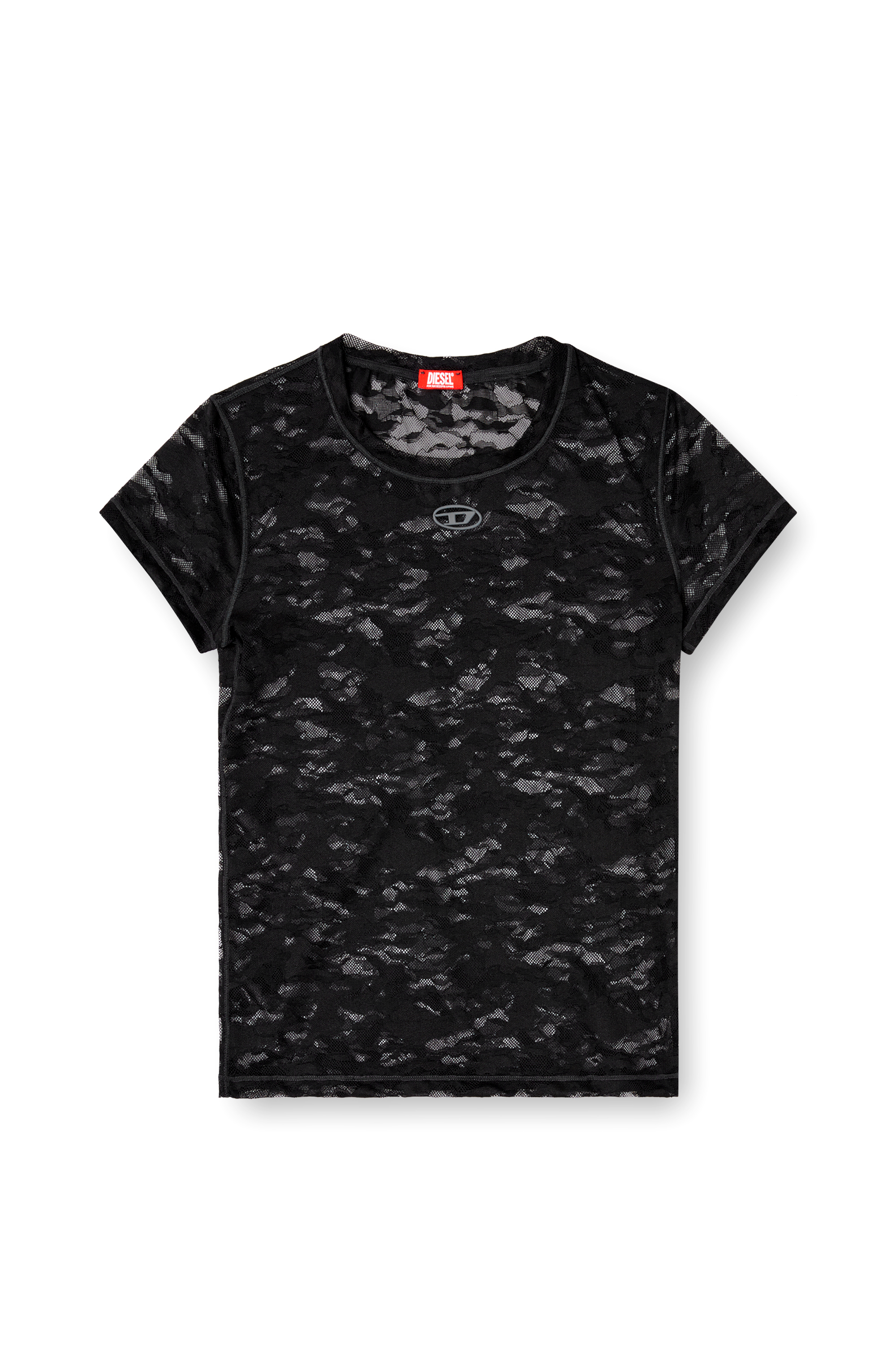 Diesel - KASIA-UTLT, T-shirt en dentelle camouflage Femme in Noir - 2