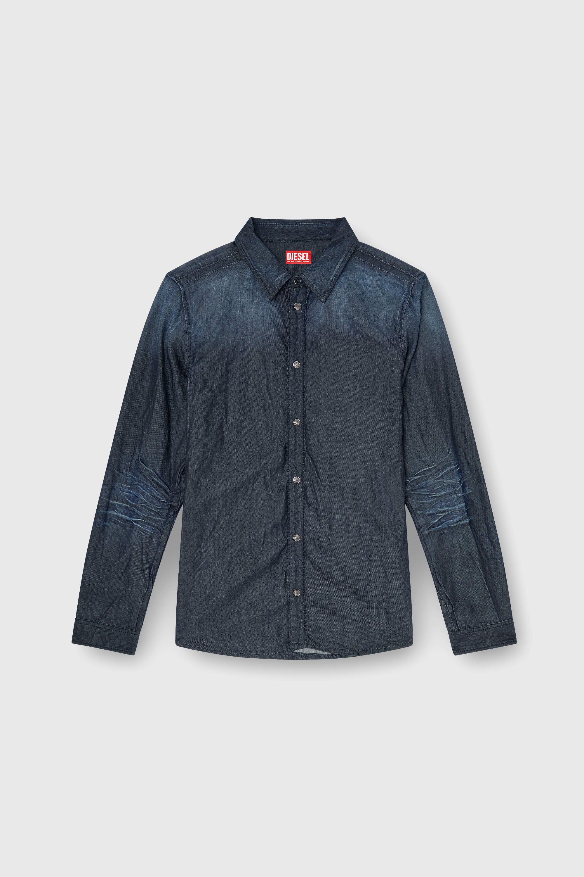 Diesel - D-SYNAR-FSJ1, Chemise en denim froiss&eacute; Homme in Bleu - 2
