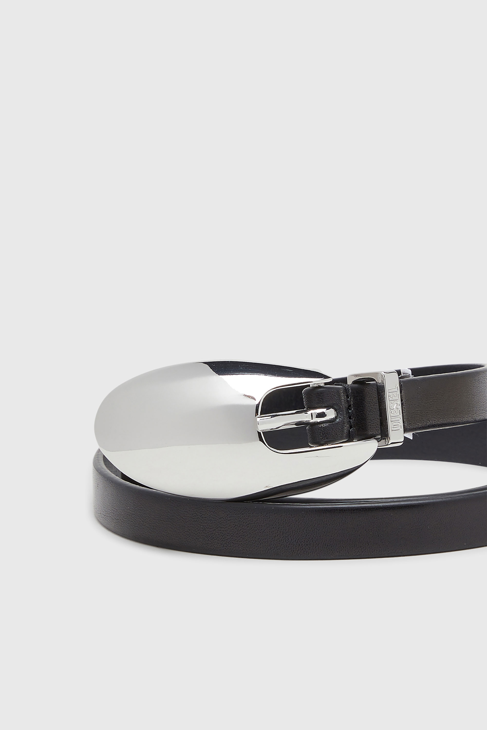 Diesel - B-ROP 15, Ceinture 1.5 cm fine en cuir avec boucle sculpturale Femme in Noir - 3