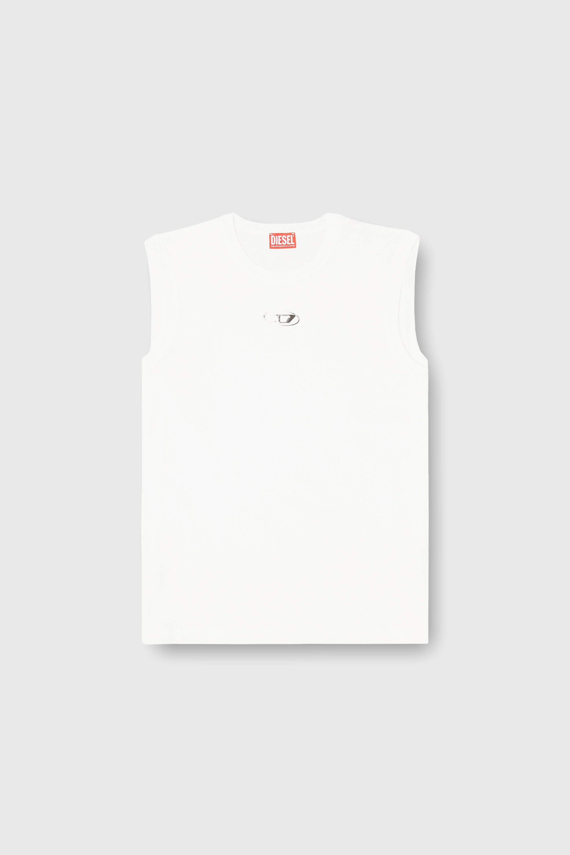 Diesel - T-BISCO-IOD, D&eacute;bardeur en coton avec un Oval D m&eacute;tallis&eacute; Homme in Blanc - 2