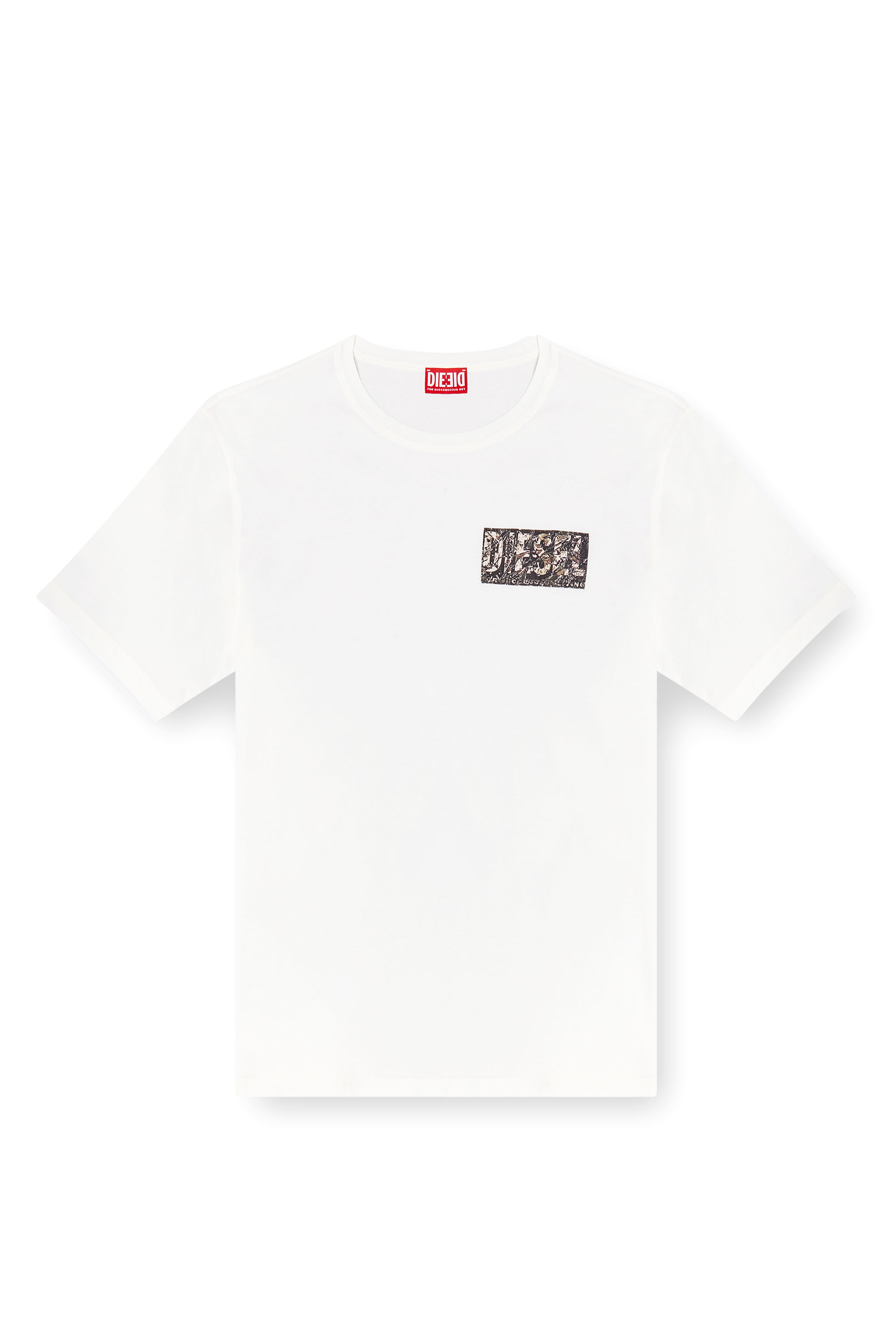 Diesel - T-ADJUST-R19, T-shirt avec empiècement en gabardine Homme in Blanc - 3