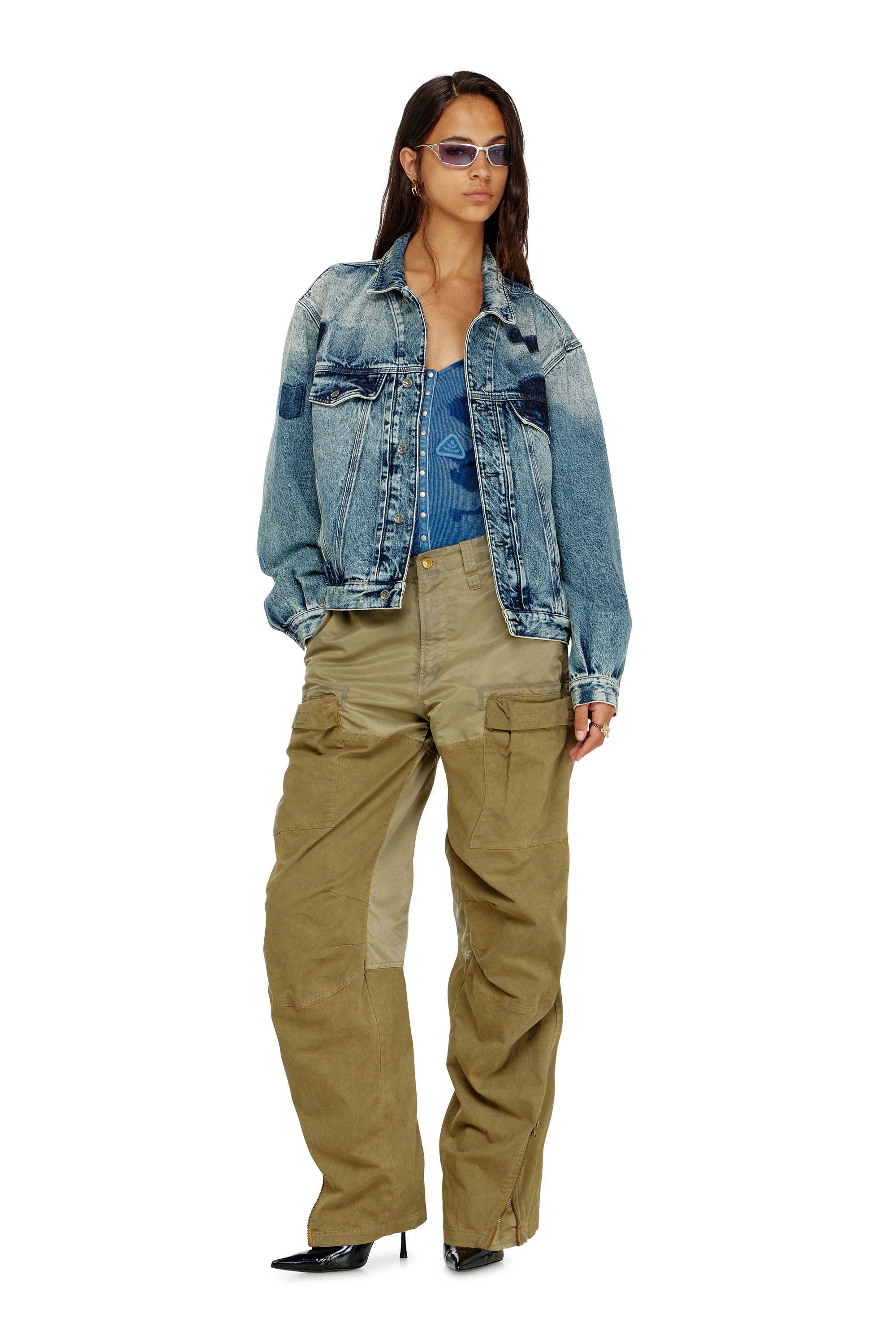 Diesel - T-LEY-AA1, Body en jersey c&ocirc;tel&eacute; avec effets patch ombr&eacute;s Femme in Bleu - 2