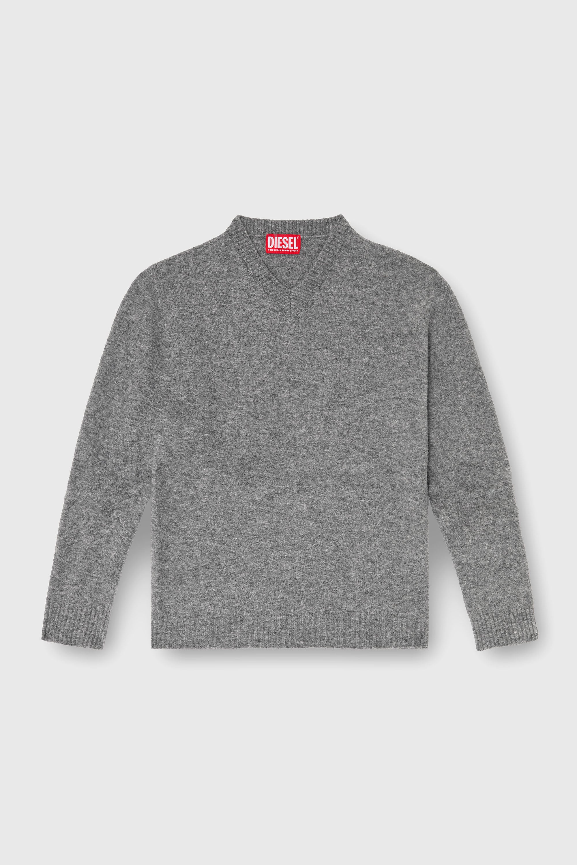 Diesel - K-ANDIE, Pull en maille foul&eacute;e froiss&eacute;e &agrave; col en V Homme in Gris - 2