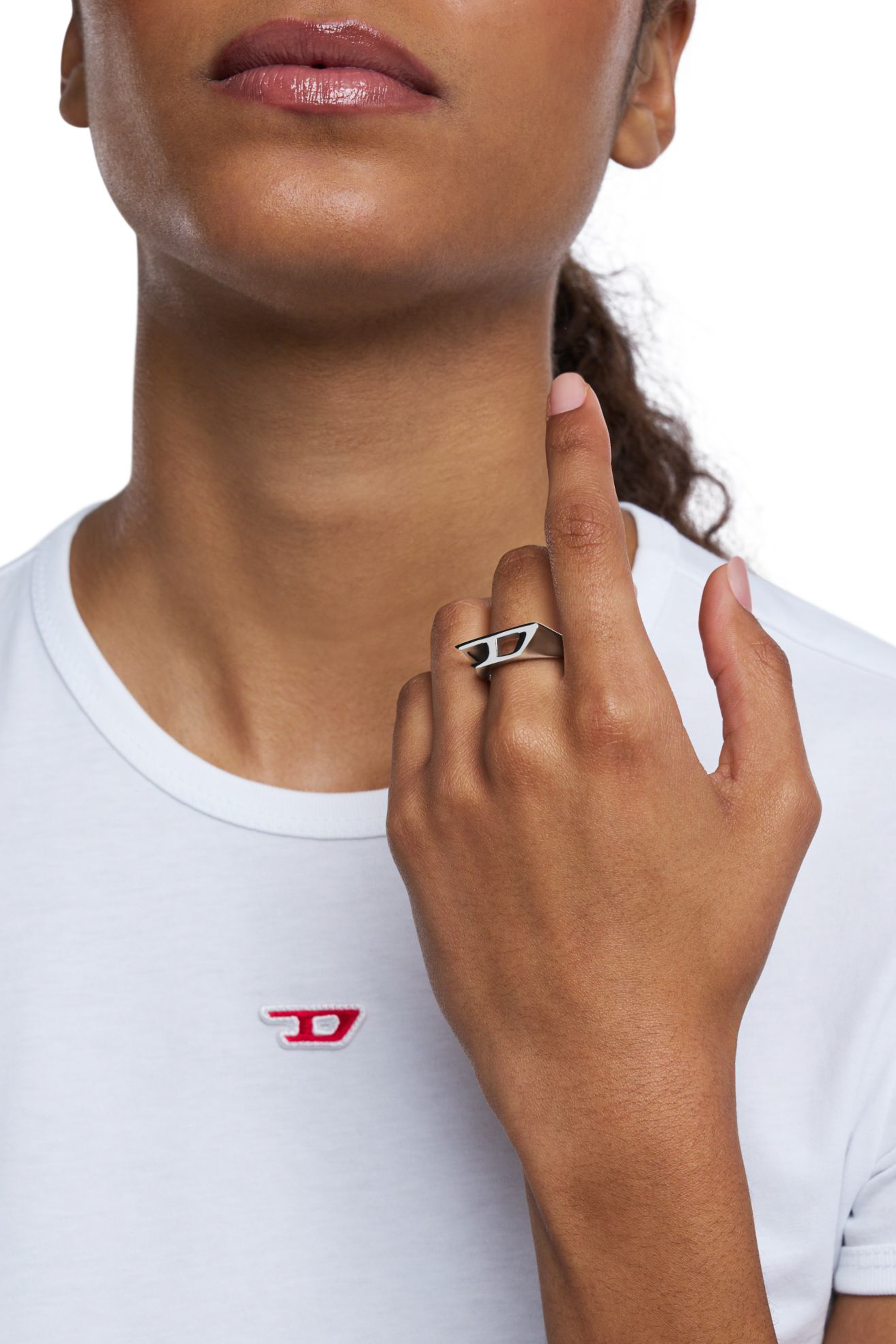 Diesel - DX1638040 JEWELLERY, Bague chevalière en acier inoxydable Mixte in Gris argenté - 4