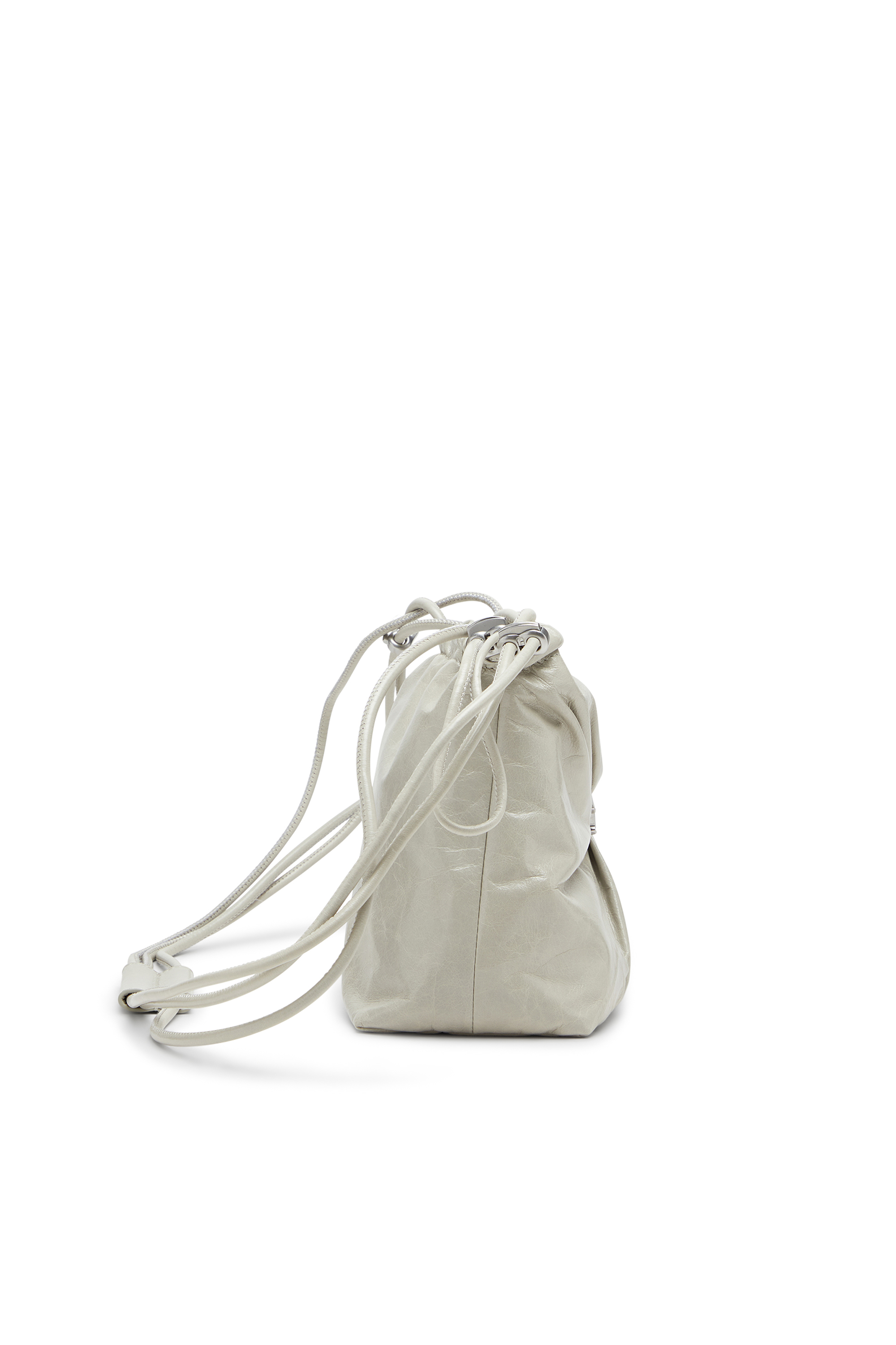 Diesel - SCRUNCH-D BUCKET, Scrunch-D-Sac seau en cuir froissé et brillant Femme in Blanc - 4