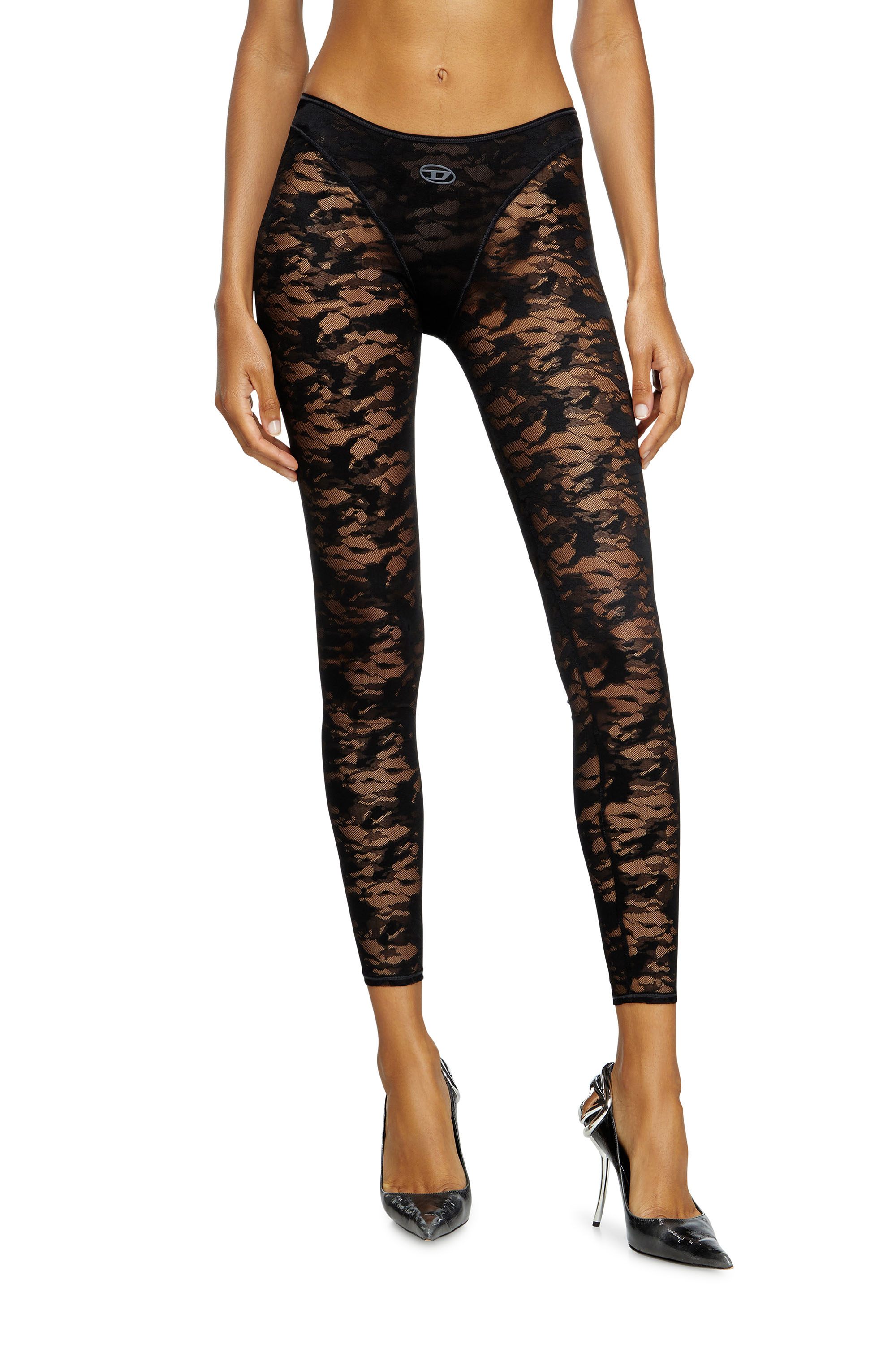 Diesel - CLAIRE-UTLT, Legging en dentelle camouflage Femme in Noir - 2