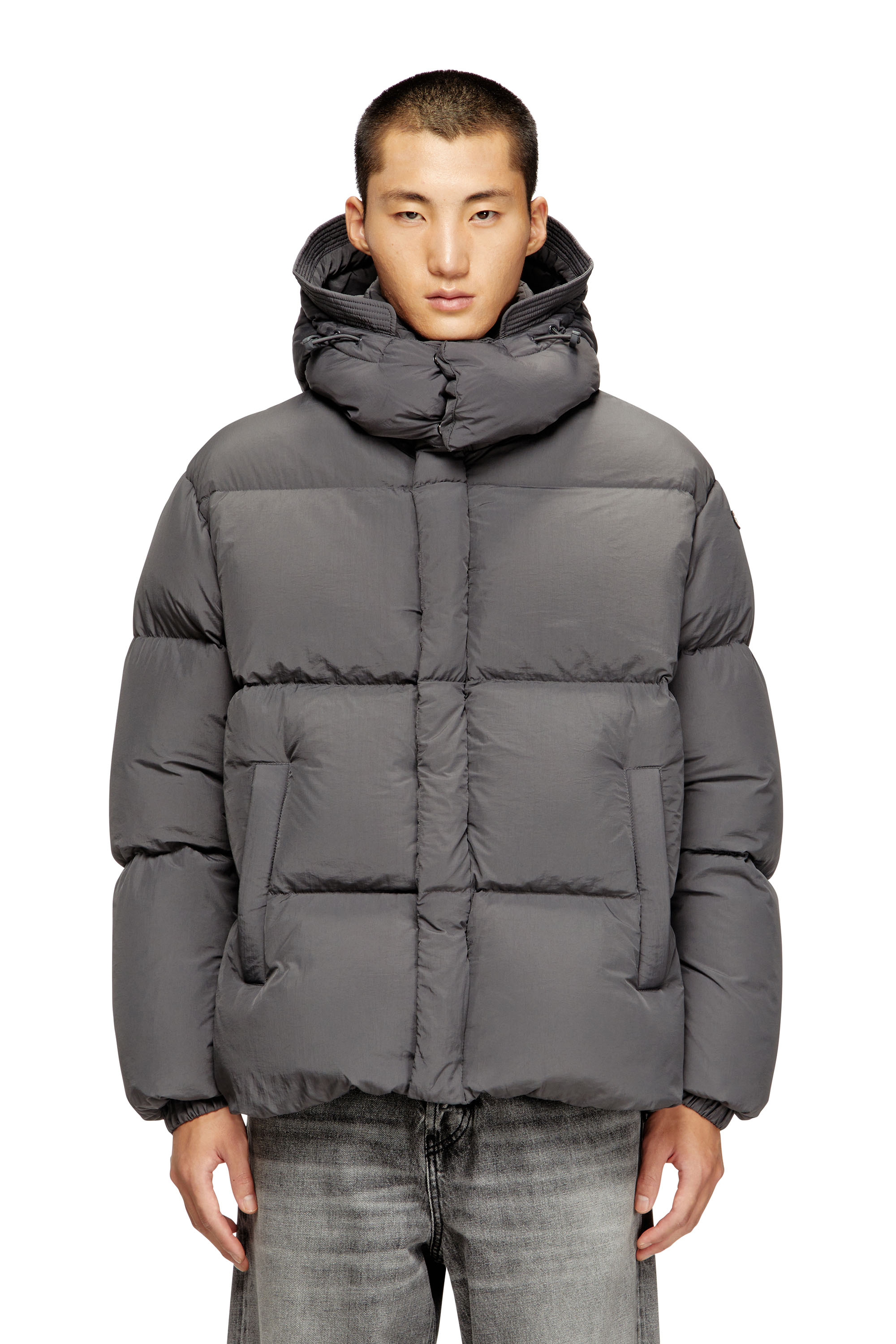 Diesel - W-ROLFYS, Doudoune en taslan de nylon recyclé Homme in Gris - 1