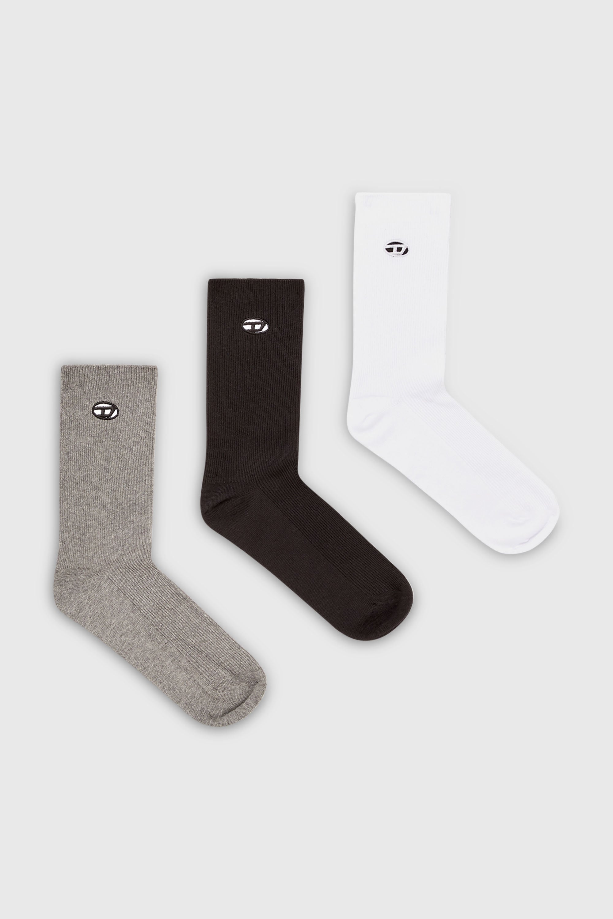 Diesel - SKM-D-OVAL, Lot de trois paires de chaussettes en coton avec broderie Oval D Homme in Polychrome - 1