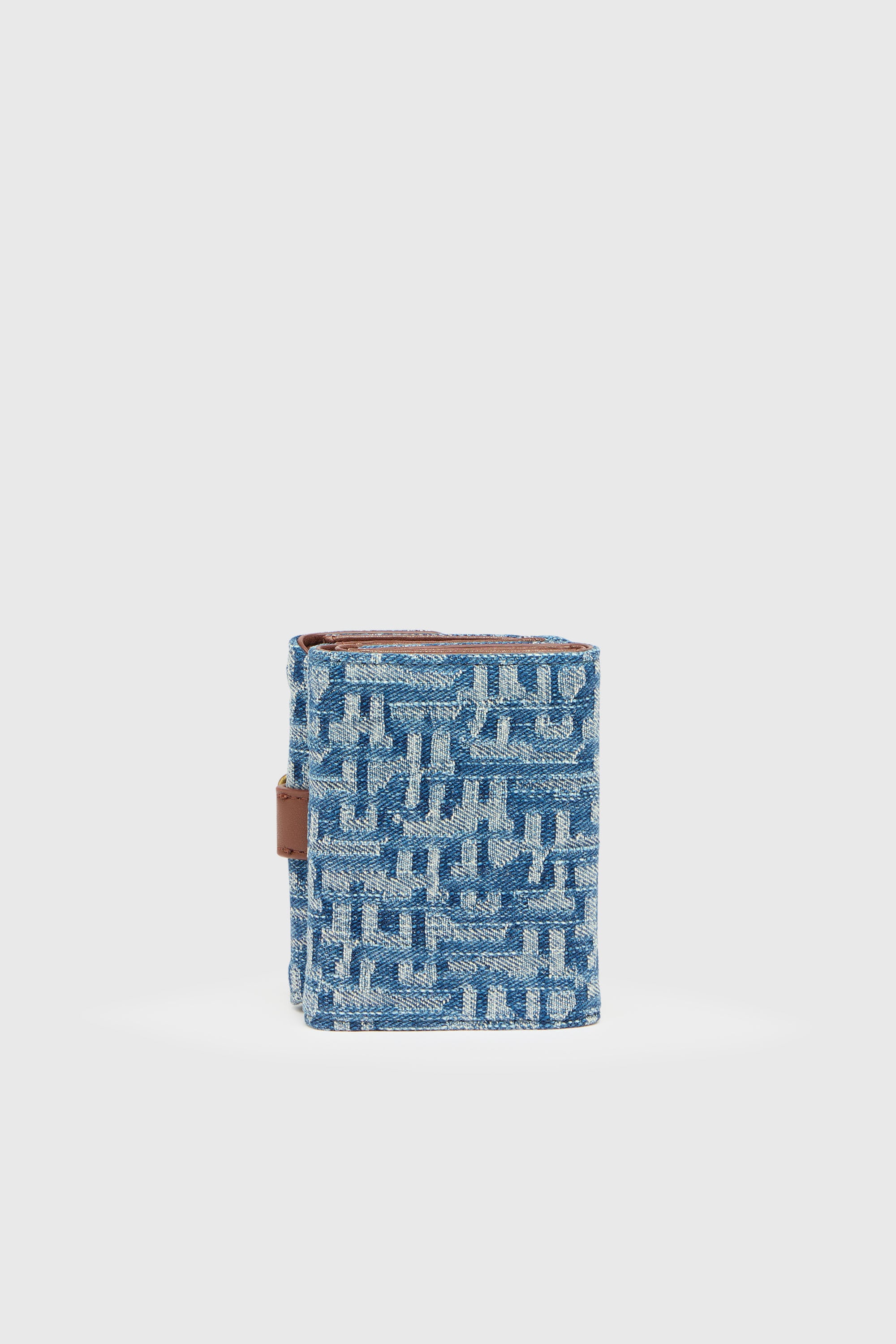 Diesel - D-LINE TRI FOLD COIN XS II, Portefeuille trois volets en denim monogram avec d&eacute;tail ceinture Femme in Bleu - 2