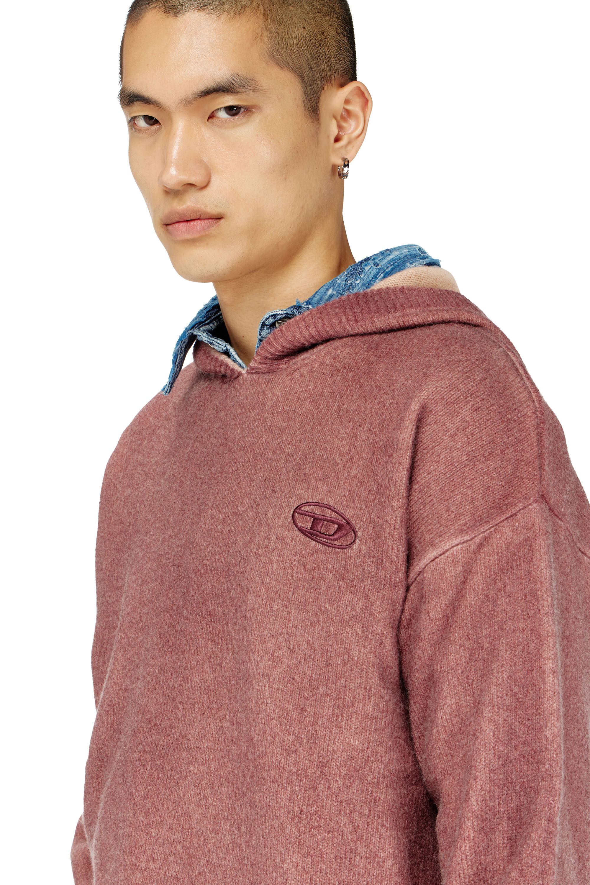 Diesel - K-PICKLED, Sweat &agrave; capuche double teinture en maille m&eacute;lang&eacute;e laine Homme in ToBeDefined - 4