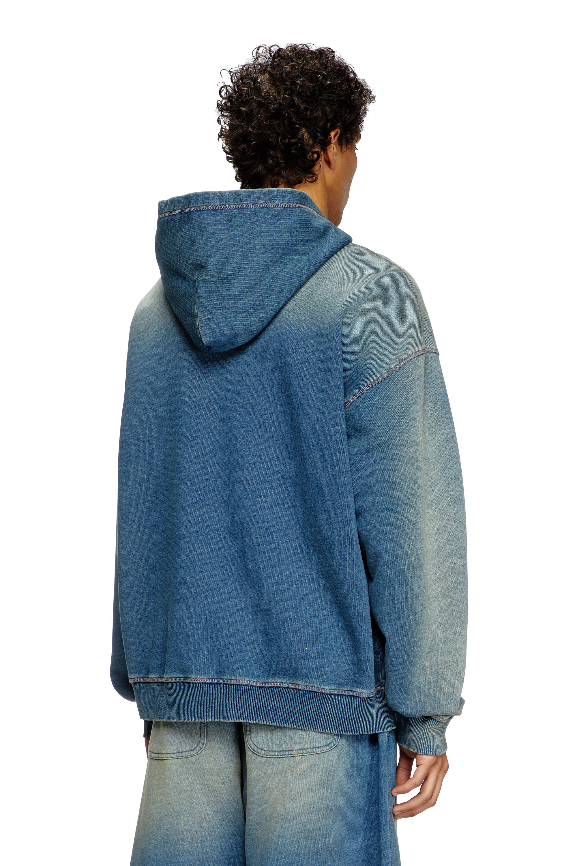 Diesel - S-BOXT-HOOD-R6, Sweat-shirt à capuche délavé avec logo brodé Homme in Bleu - 4