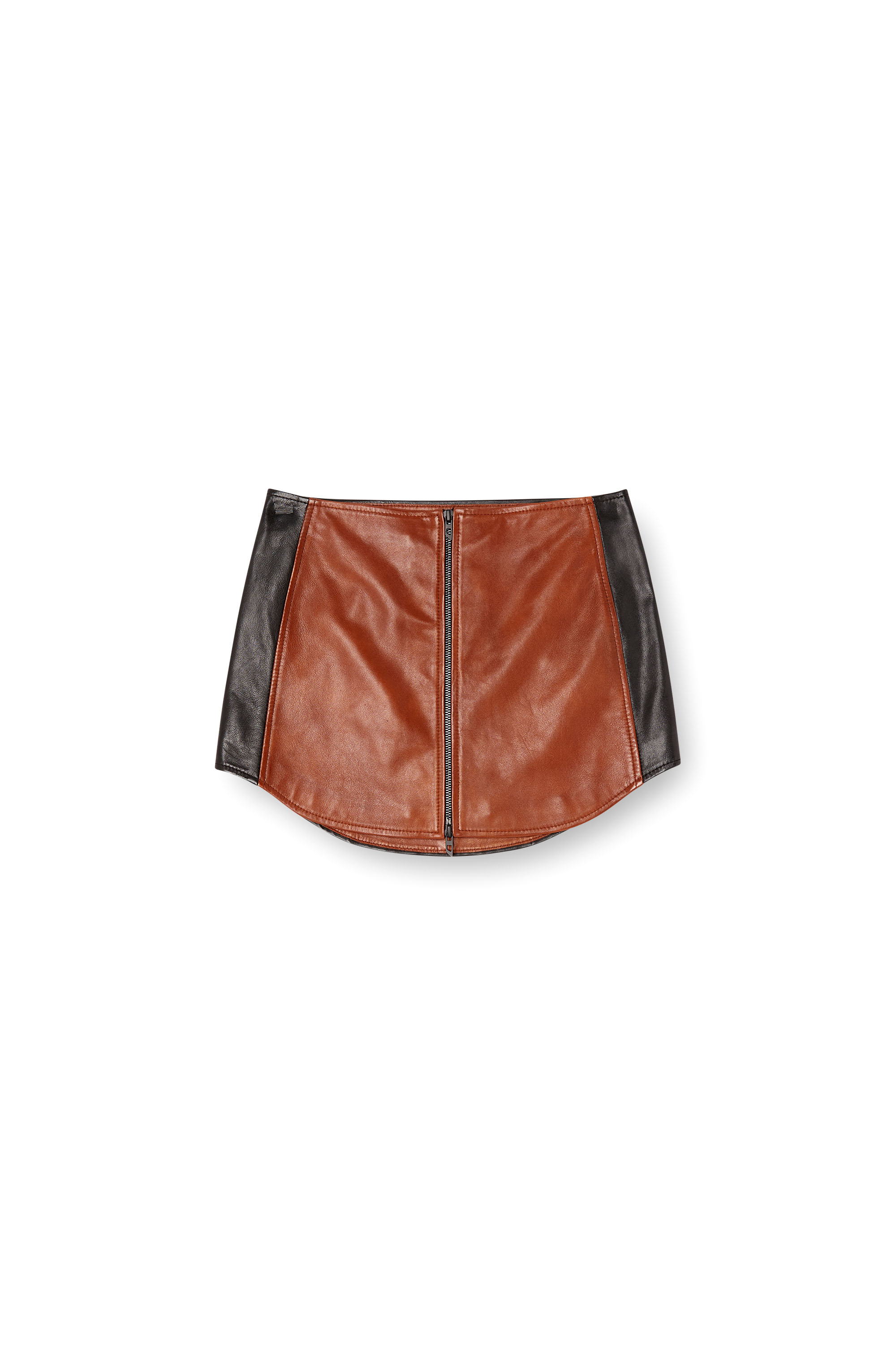 Diesel - L-OLLIPOP, Mini-jupe en cuir color-block Femme in Marron - 5