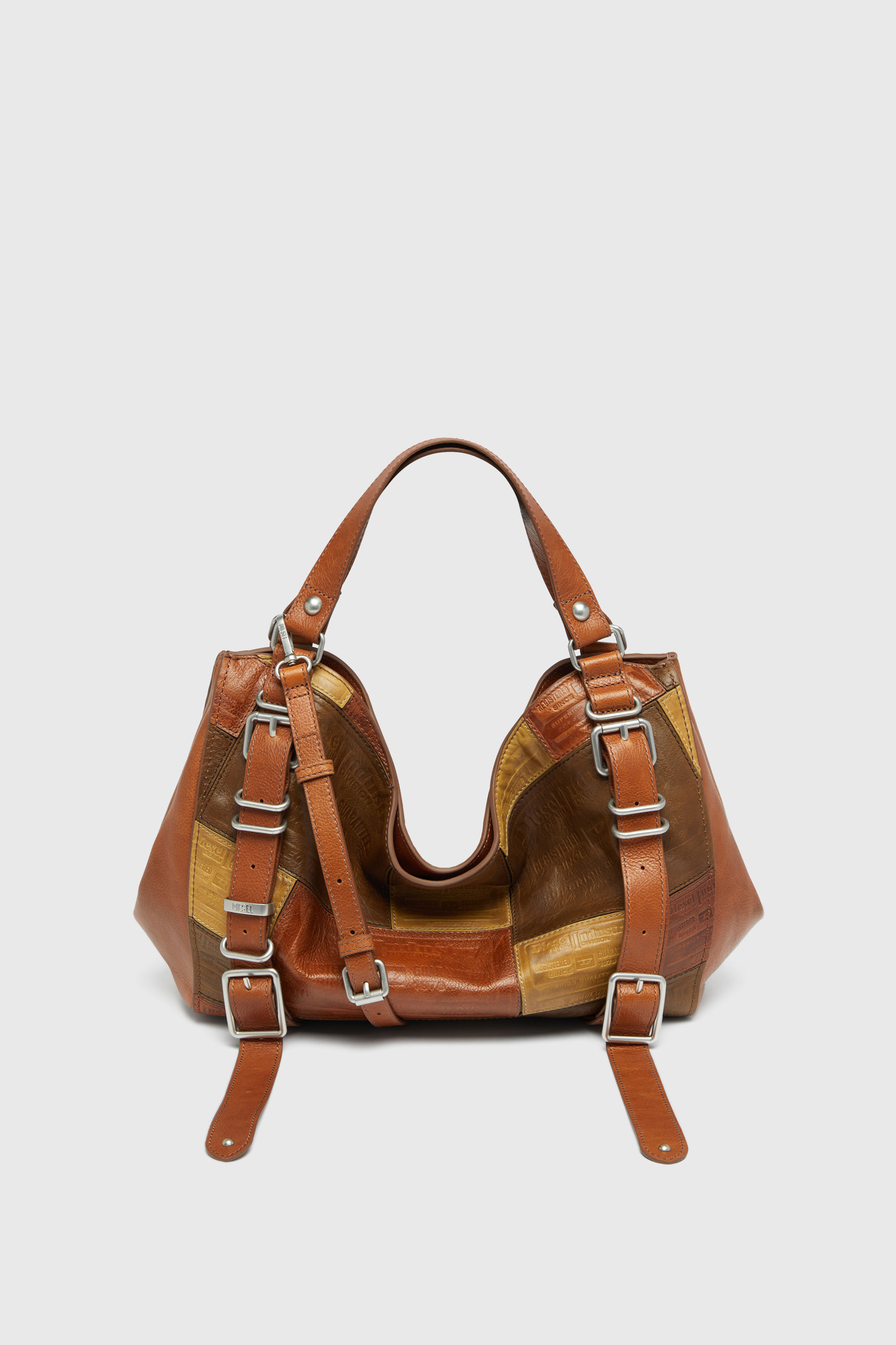 Diesel - D-ONE TOPHANDLE M, D-One-Sac medium &agrave; poign&eacute;e sup&eacute;rieure en cuir patchwork Mixte in Marron - 2
