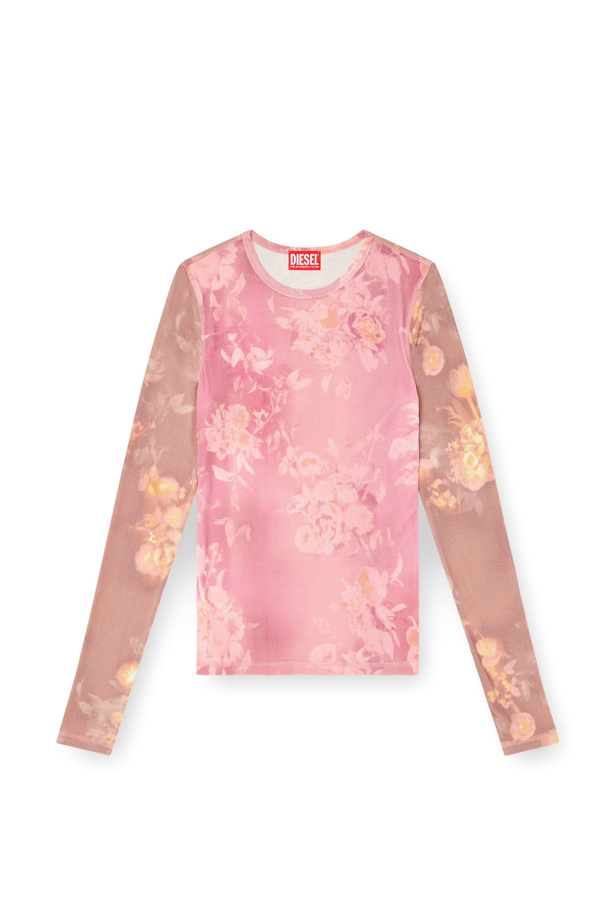Diesel - T-MOKY-LS, Top en jersey c&ocirc;tel&eacute; &agrave; motif floral Femme in Rose - 3