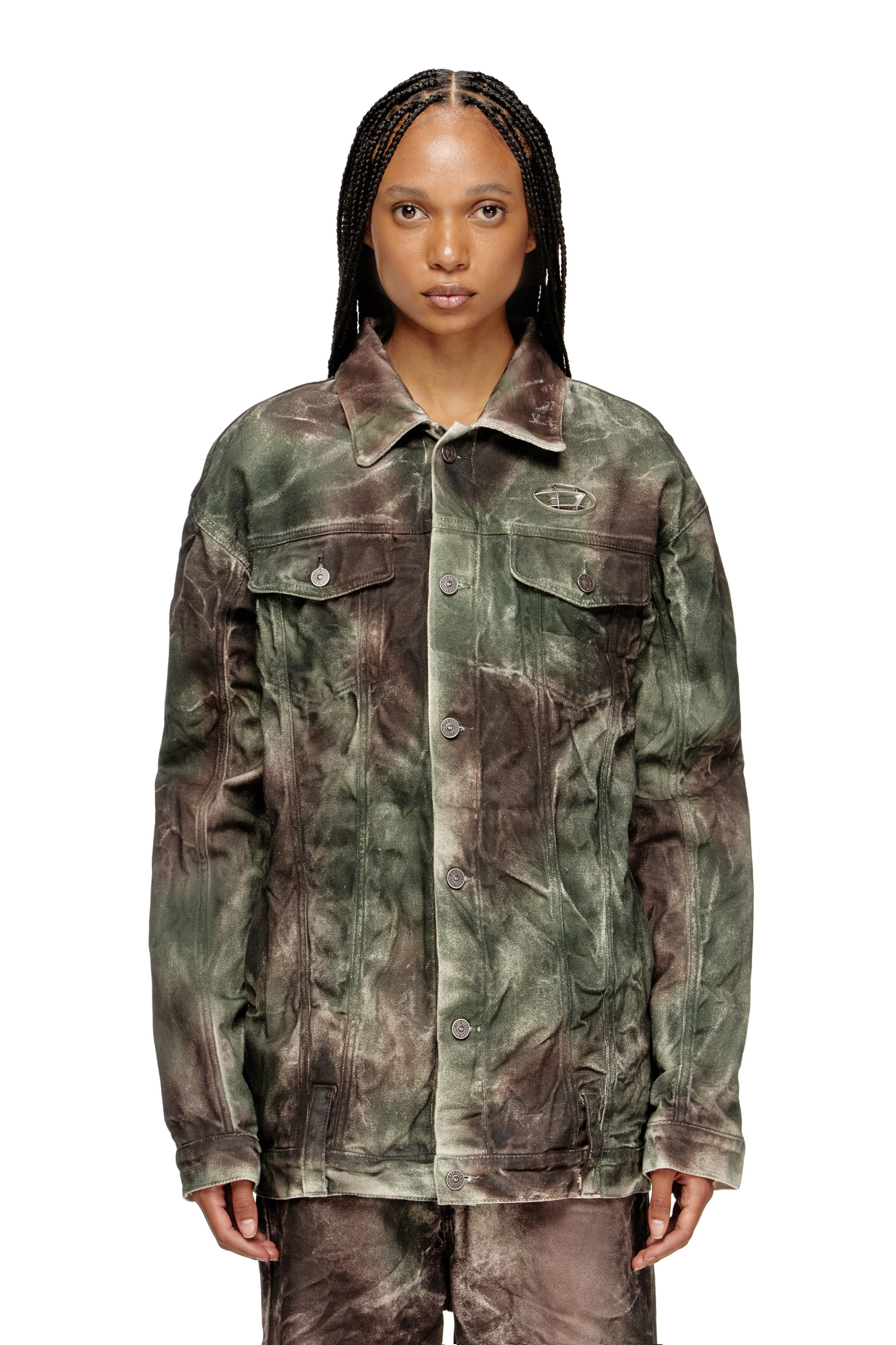Diesel - J-THUG-JKT, Veste camionneur en toile camouflage froissée Mixte in Polychrome - 1