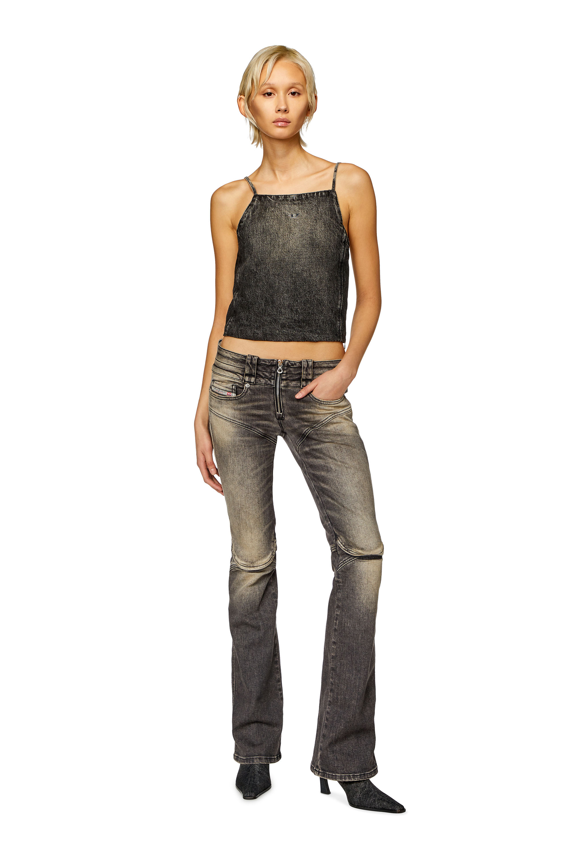 Diesel - DE-BETY-S, Top dos nu en denim de coton et chanvre Femme in Noir - 1