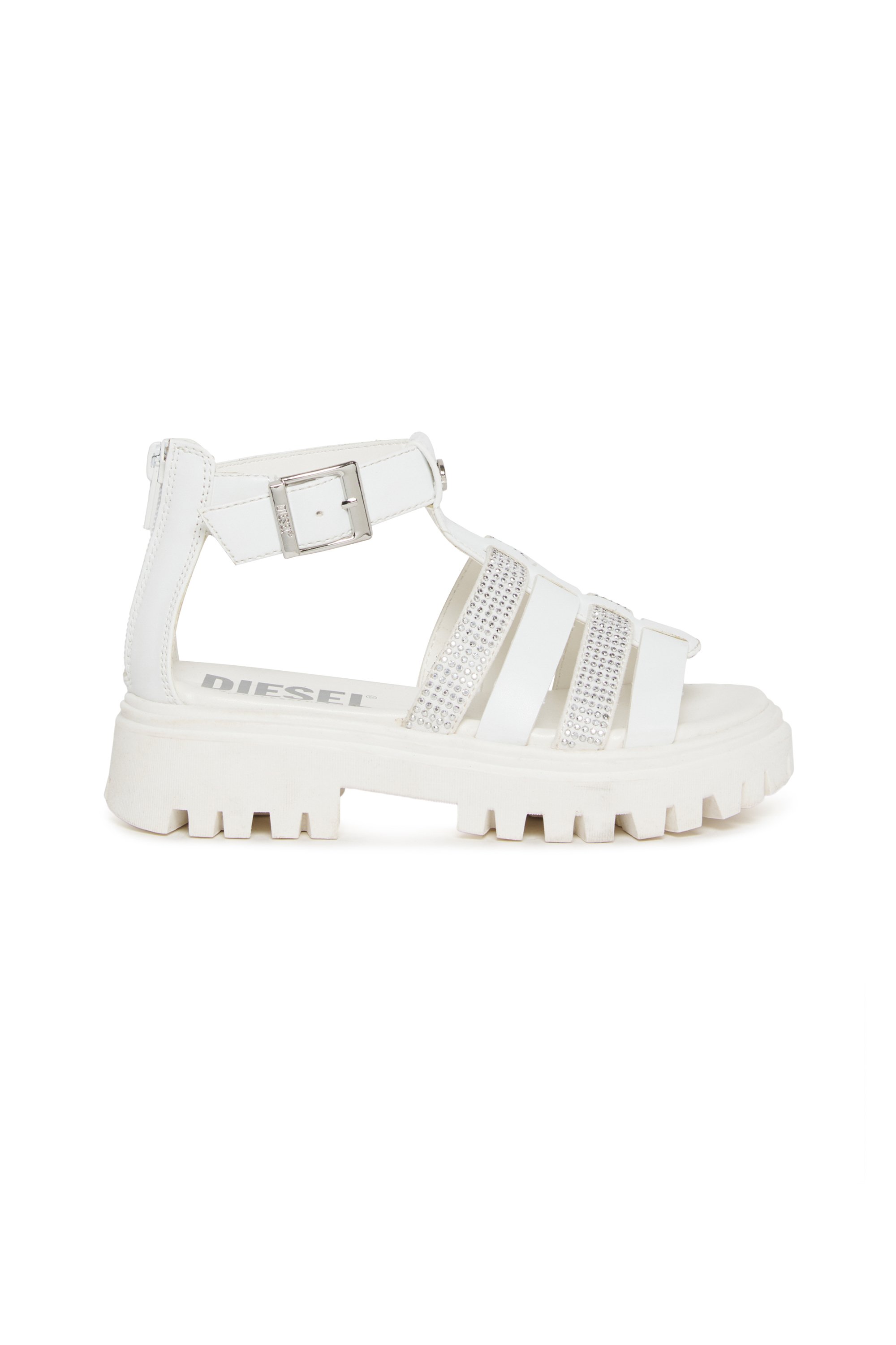 Diesel - D-SANBLIN, Woman's D-SANBLIN-Chunky sandal with rhinestones in White - 1