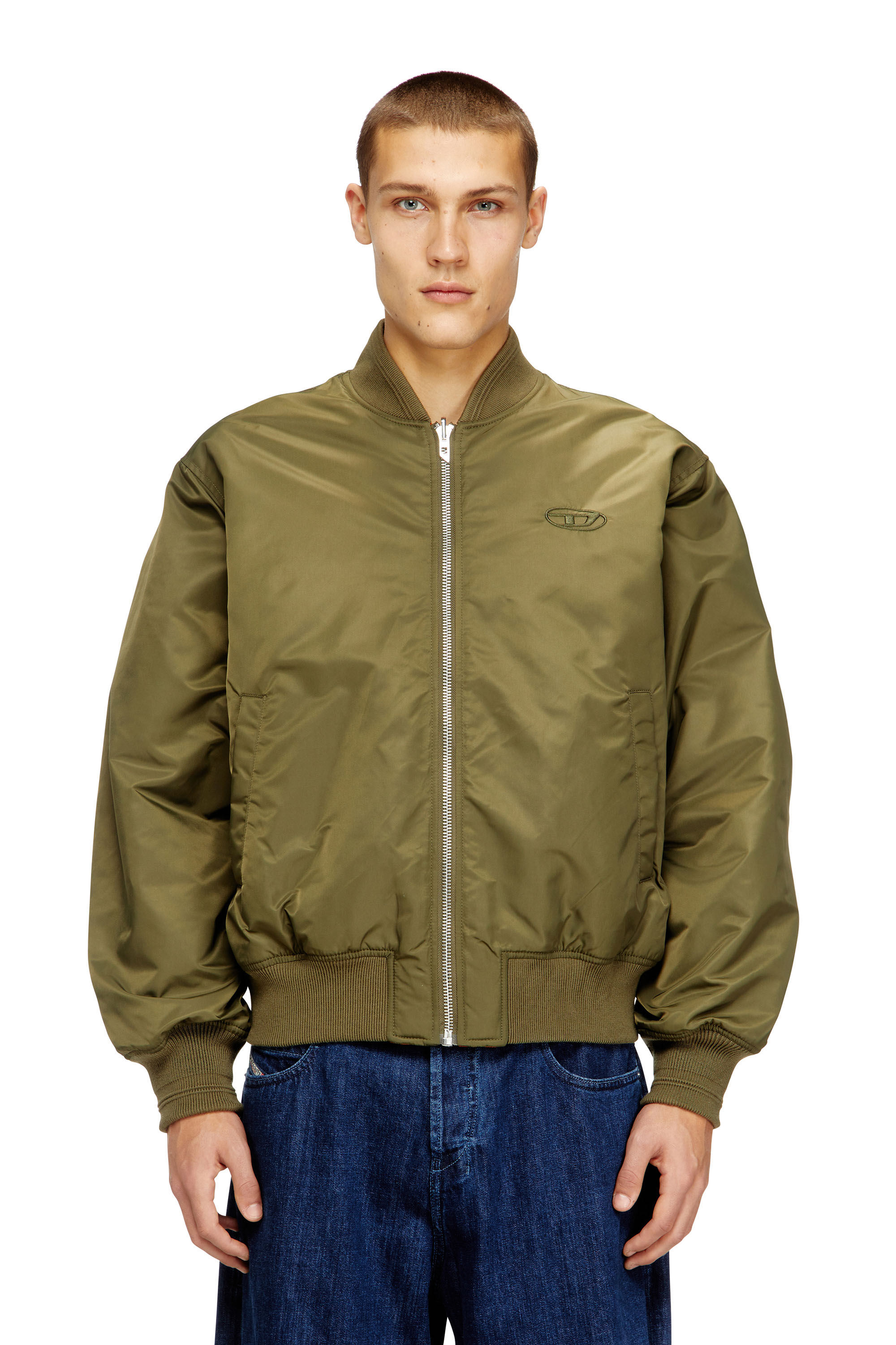 Diesel - W-TYPE-D1, Blouson aviateur rembourré avec broderie Oval D Homme in Polychrome - 1