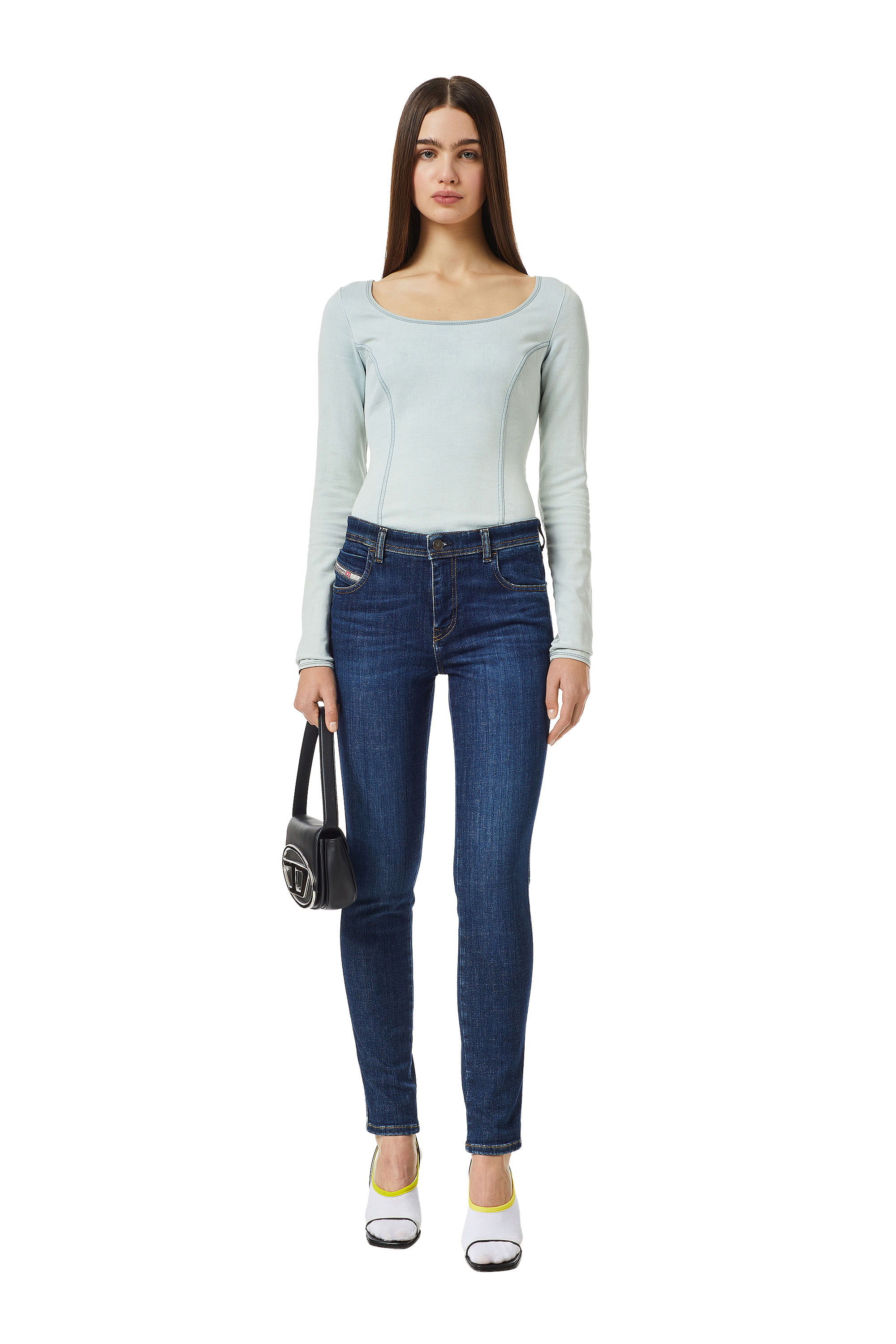 Diesel - Skinny Jeans 2015 Babhila 09C58, Bleu Foncé - Image 5