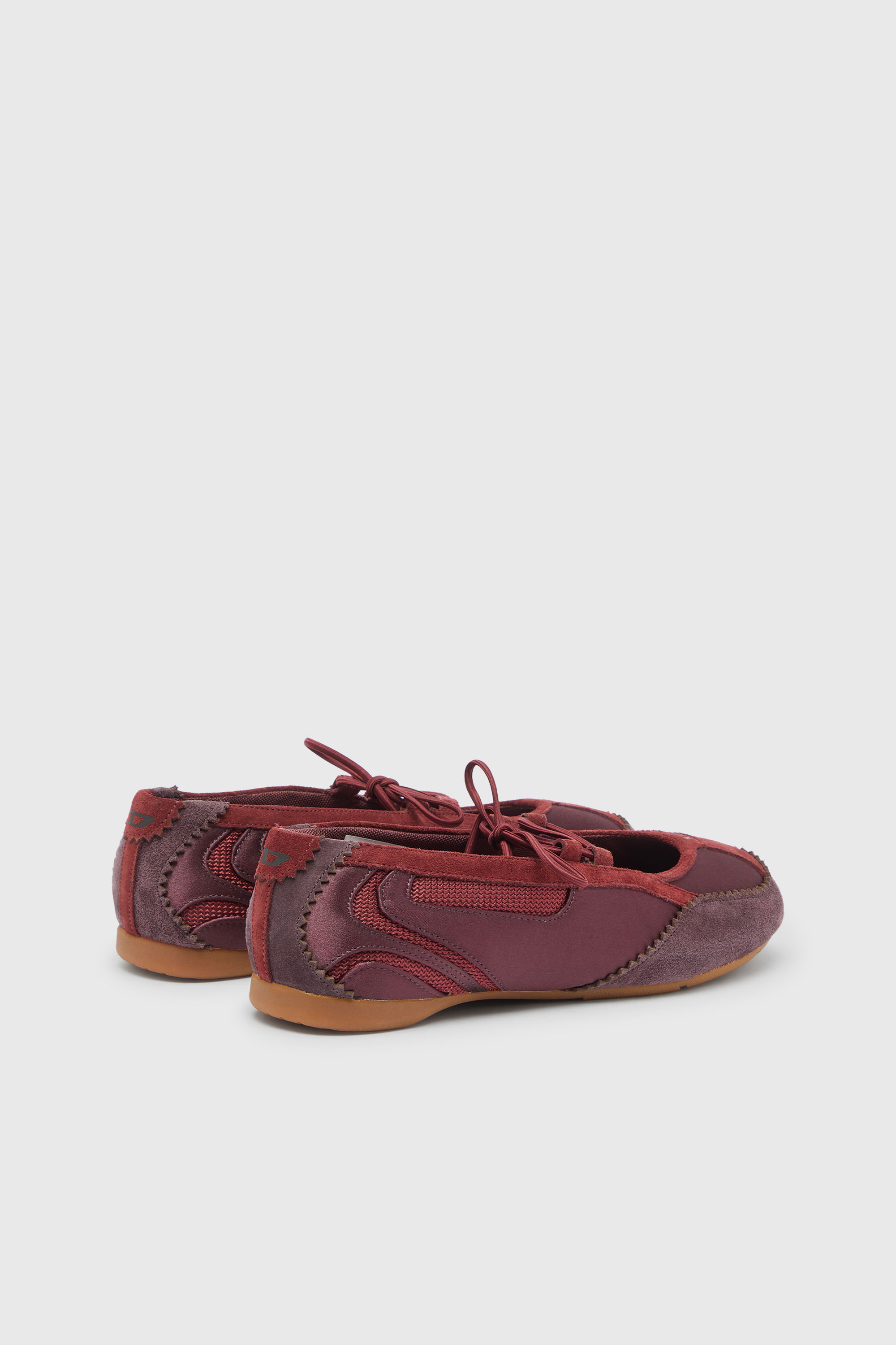 Diesel - D-MILE BALLERINA LACE UP II W, D-Mile - Ballerines &agrave; lacets en cuir et mesh Femme in Rouge - 3
