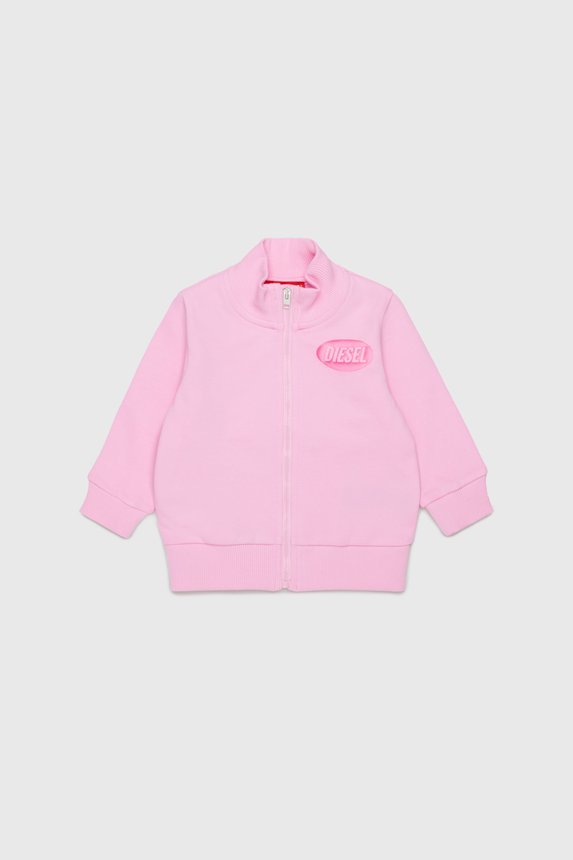 Diesel - SDSELZIPB, Sweatshirt zipp&eacute;e avec logo imprim&eacute; Mixte in Rose - 1