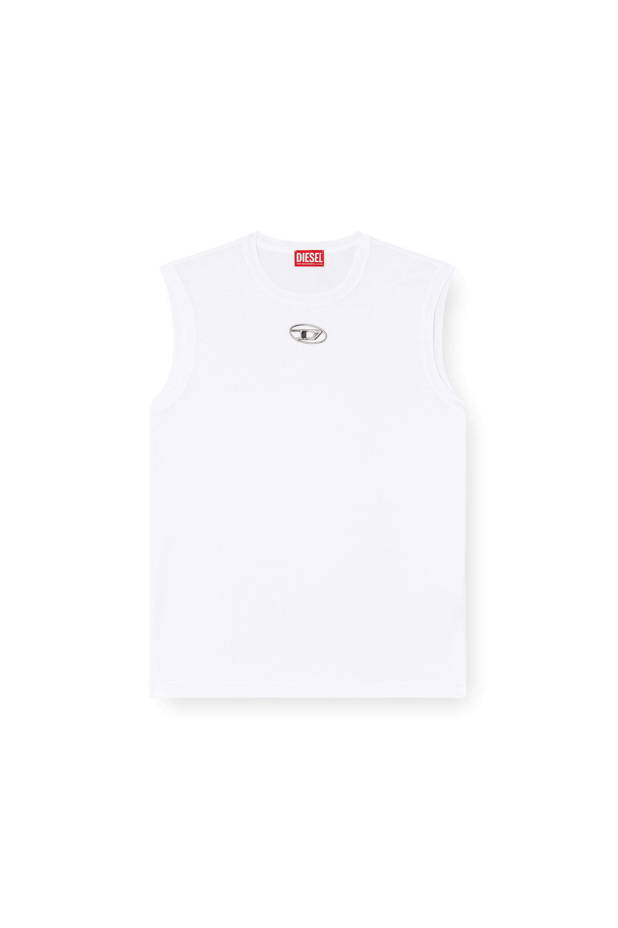 Diesel - T-BISCO-OD, D&eacute;bardeur avec Oval D m&eacute;tallis&eacute; Homme in Blanc - 3