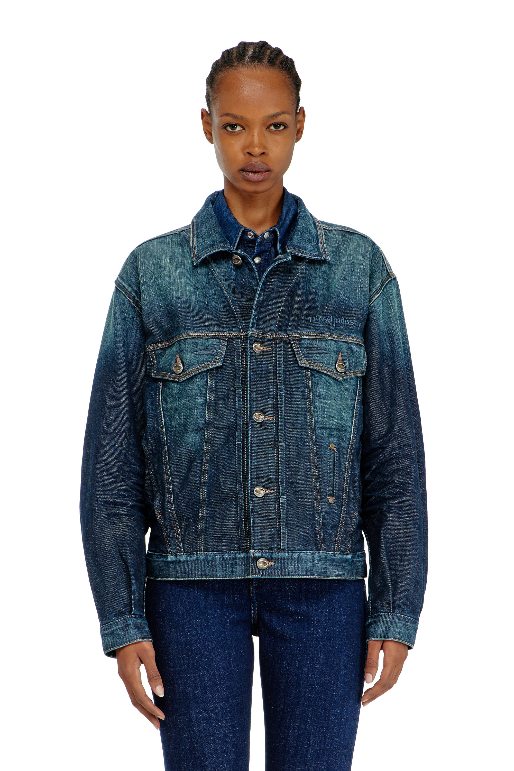 Diesel - D-DENVER-CL, Veste trucker en denim selvedge Mixte in Bleu - 1