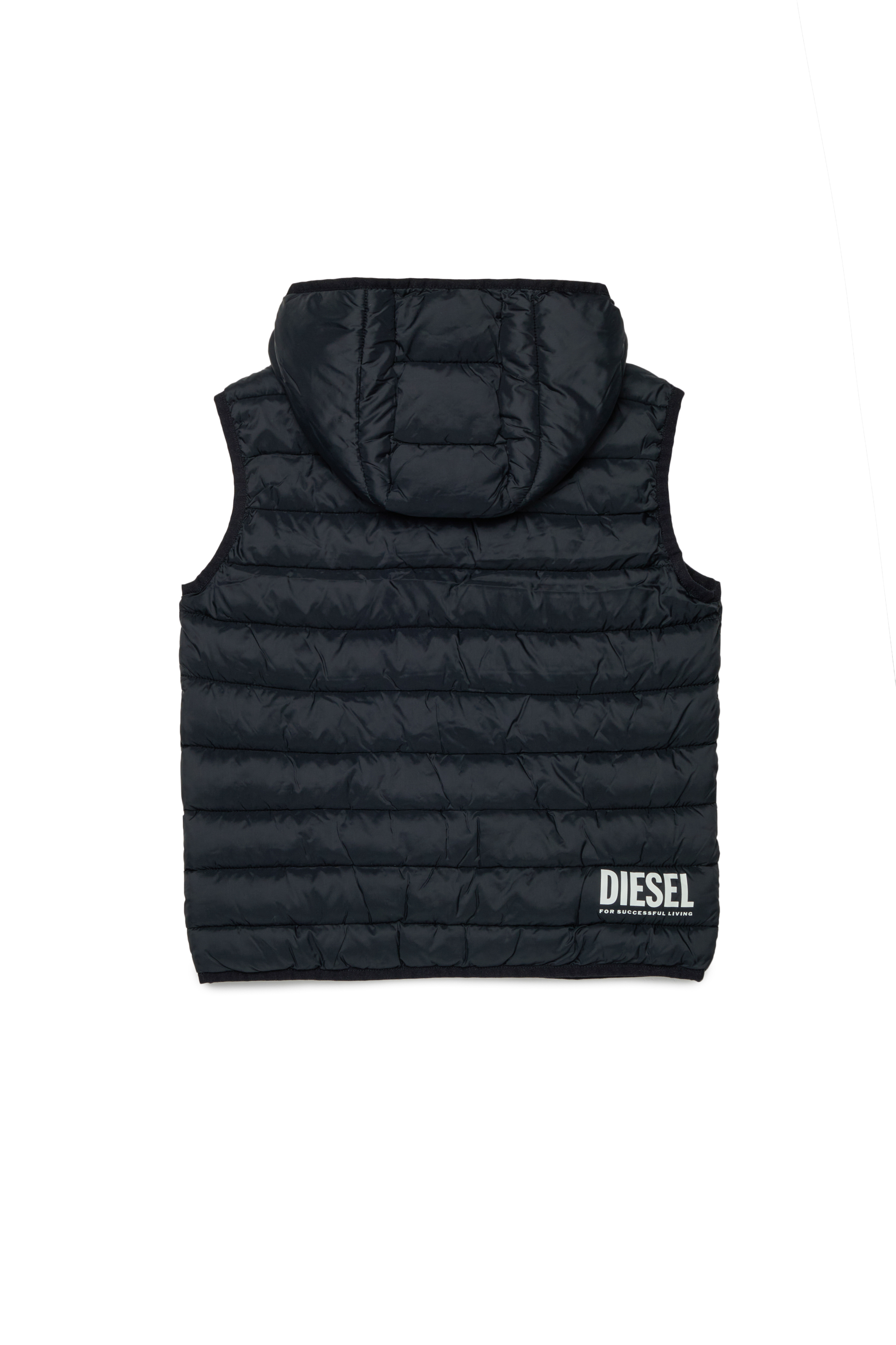 Diesel - JTEMPLY, Unisex's Nylon padded vest with hood in Black - 2