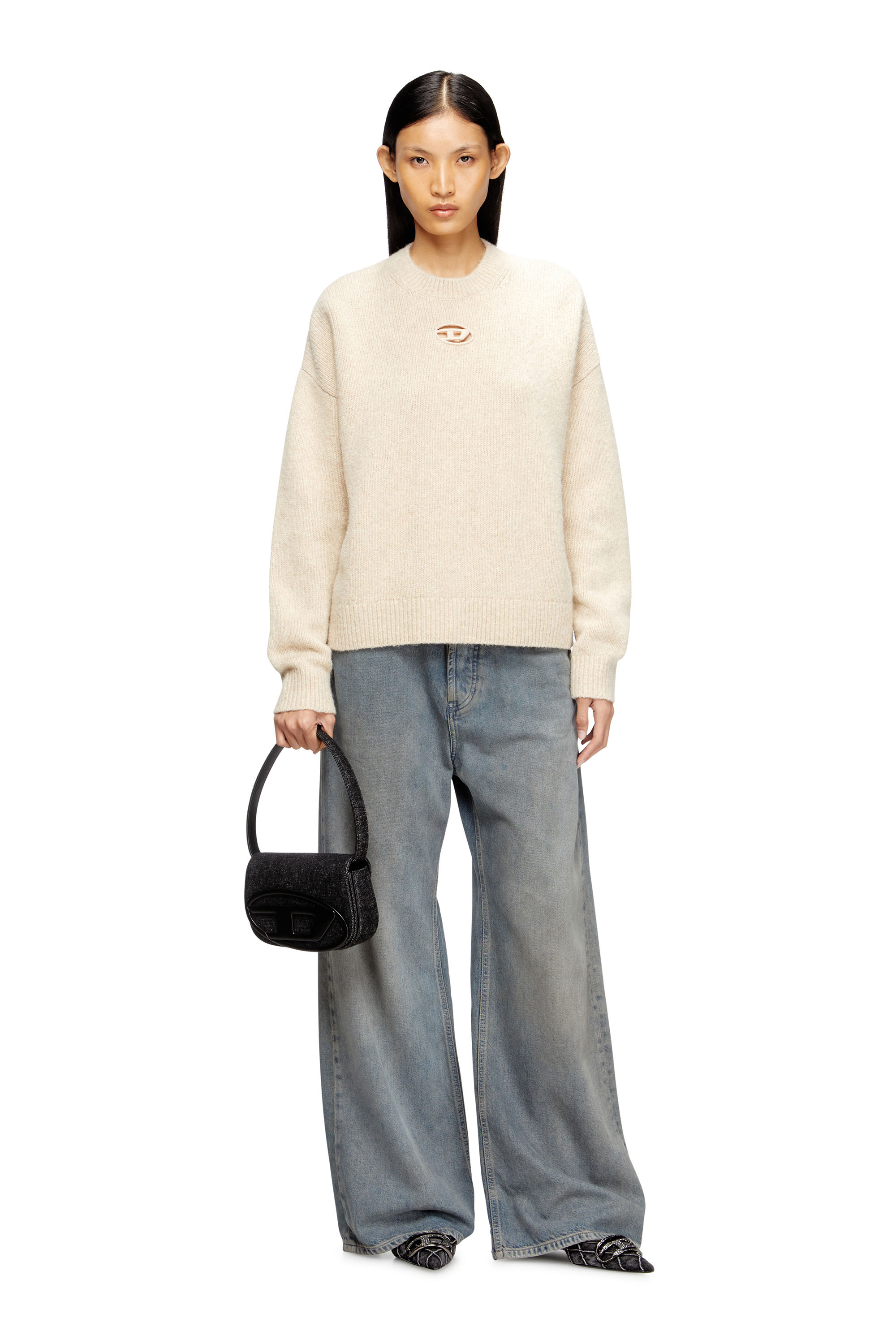 Diesel - M-AREETA, Pull en laine et mélange d'alpaga Femme in Beige - 2