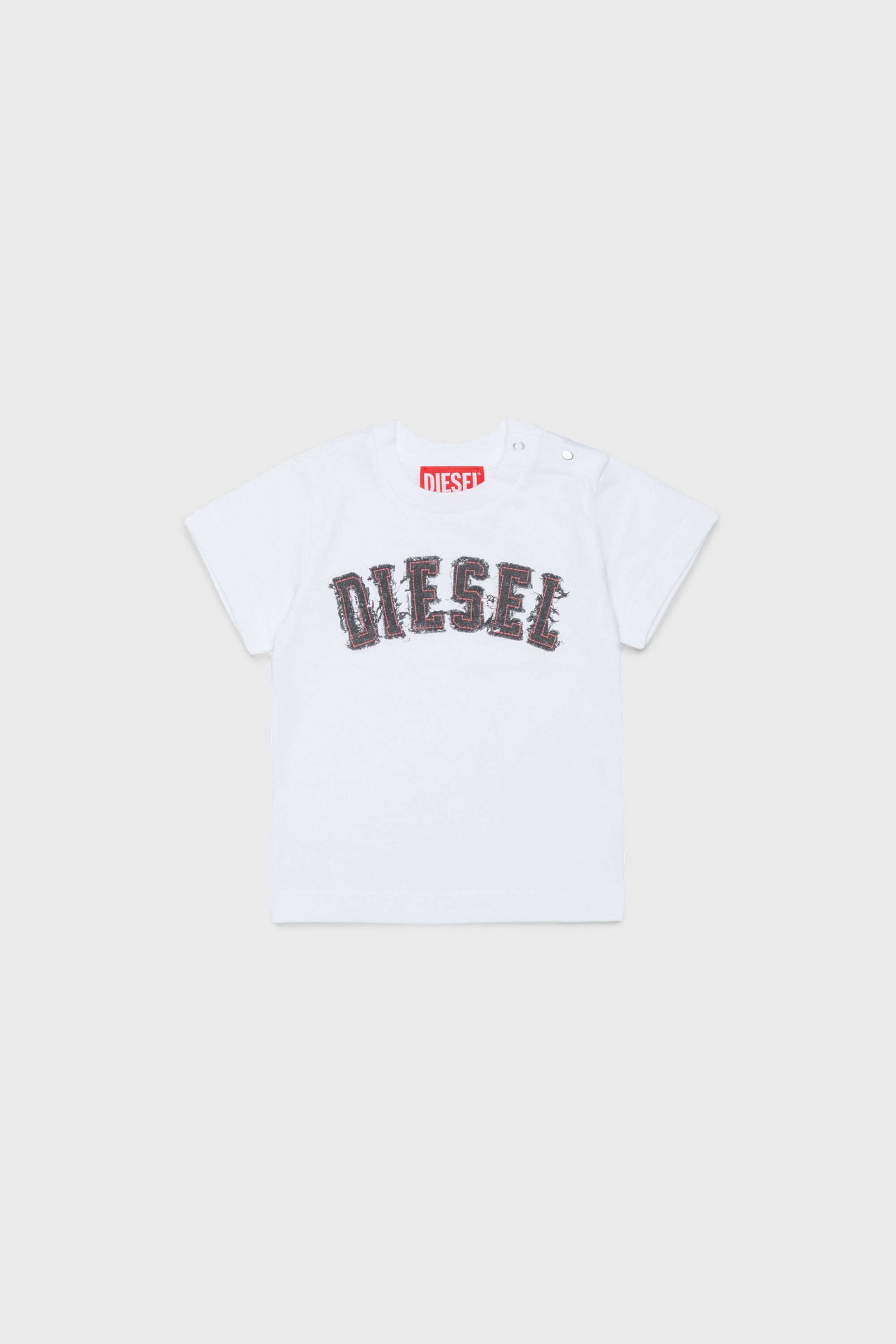 Diesel - TEANSB, T-shirt en coton avec logo effet effiloch&eacute; Homme in Blanc - 1