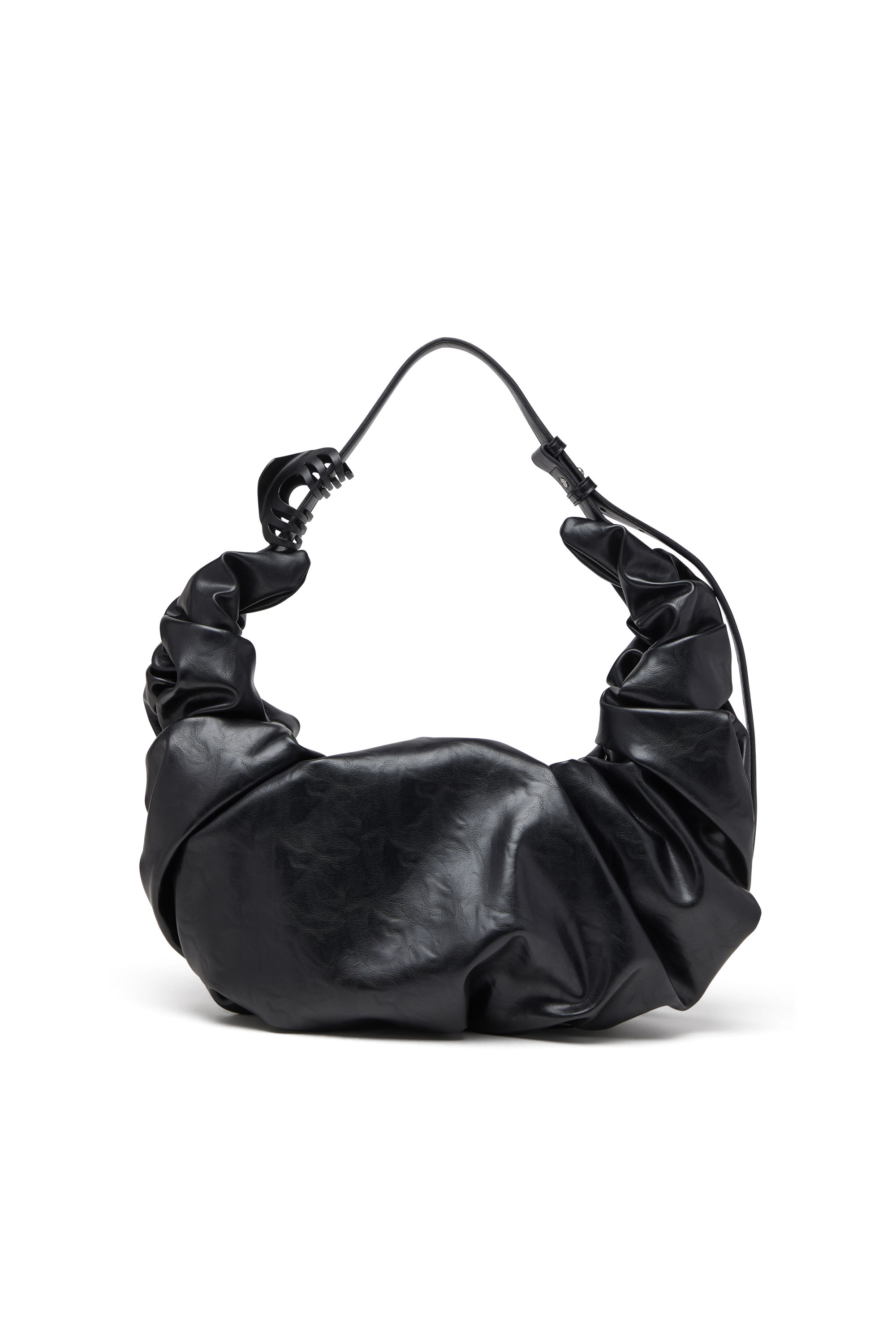 Diesel - GRAB-D HOBO L, Grand sac hobo froissé en PU brillant Femme in Noir - 2