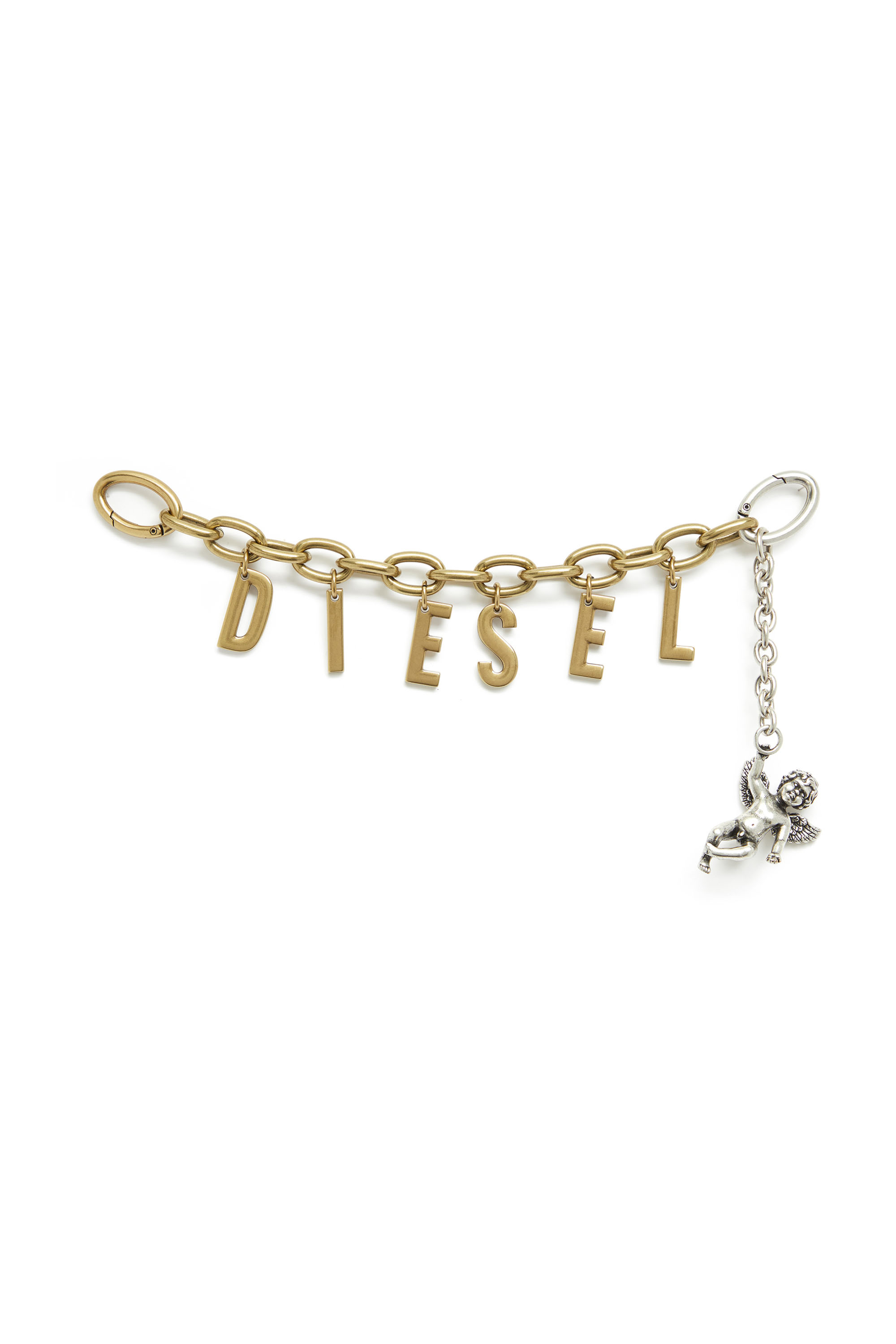Diesel - CHAIN-D III S, Breloque lettre en m&eacute;tal avec ch&eacute;rubin Femme in Dor&eacute; - 1