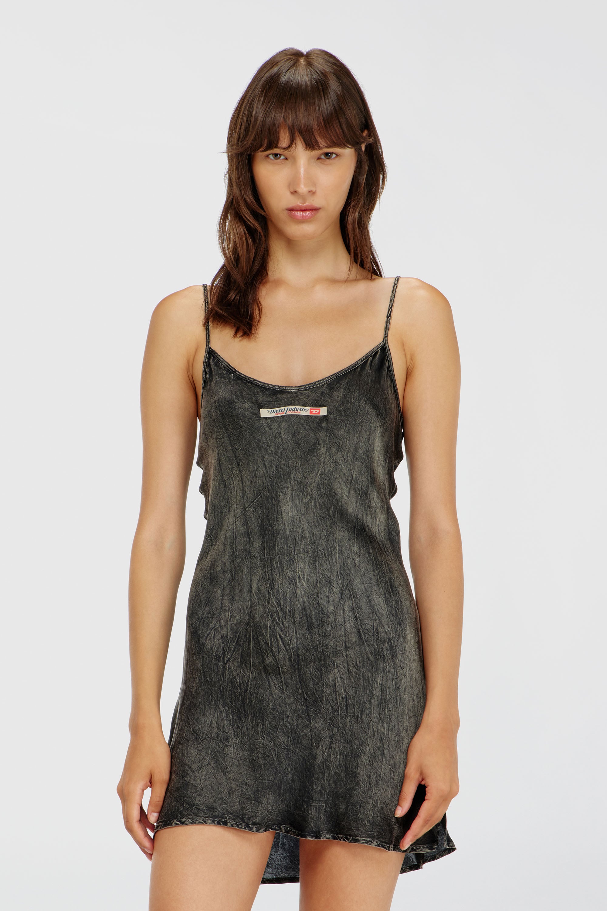 Diesel - CASSIDY-DNM, Robe slip en viscose &agrave; fines bretelles Femme in Noir - 1