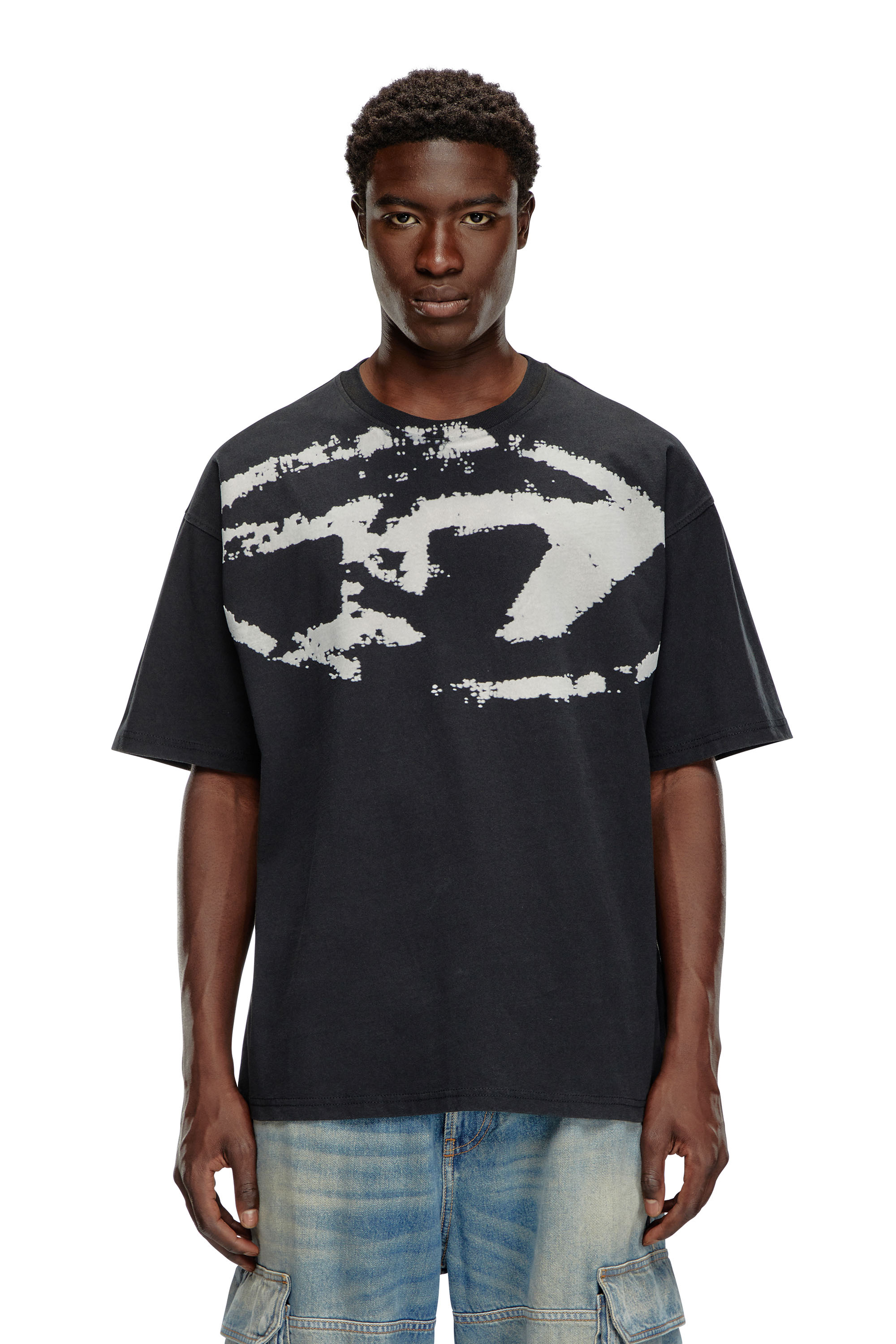 Diesel - T-BOXT-N14, T-shirt avec logo floqué effet vieilli Homme in Noir - 3