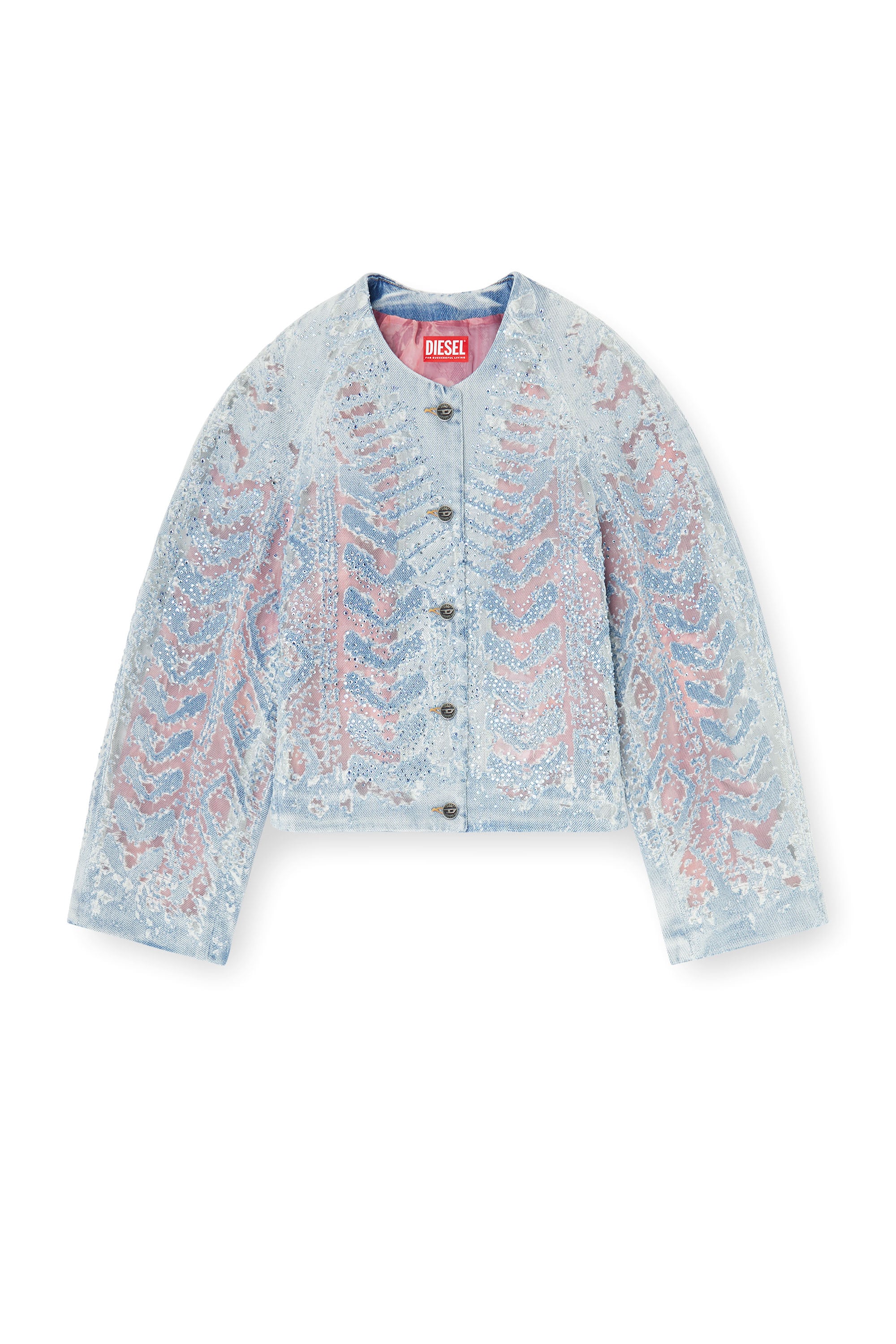 Diesel - DE-SOLIXIA-S, Woman's Jacket in microstone devor&eacute; denim in null - 3