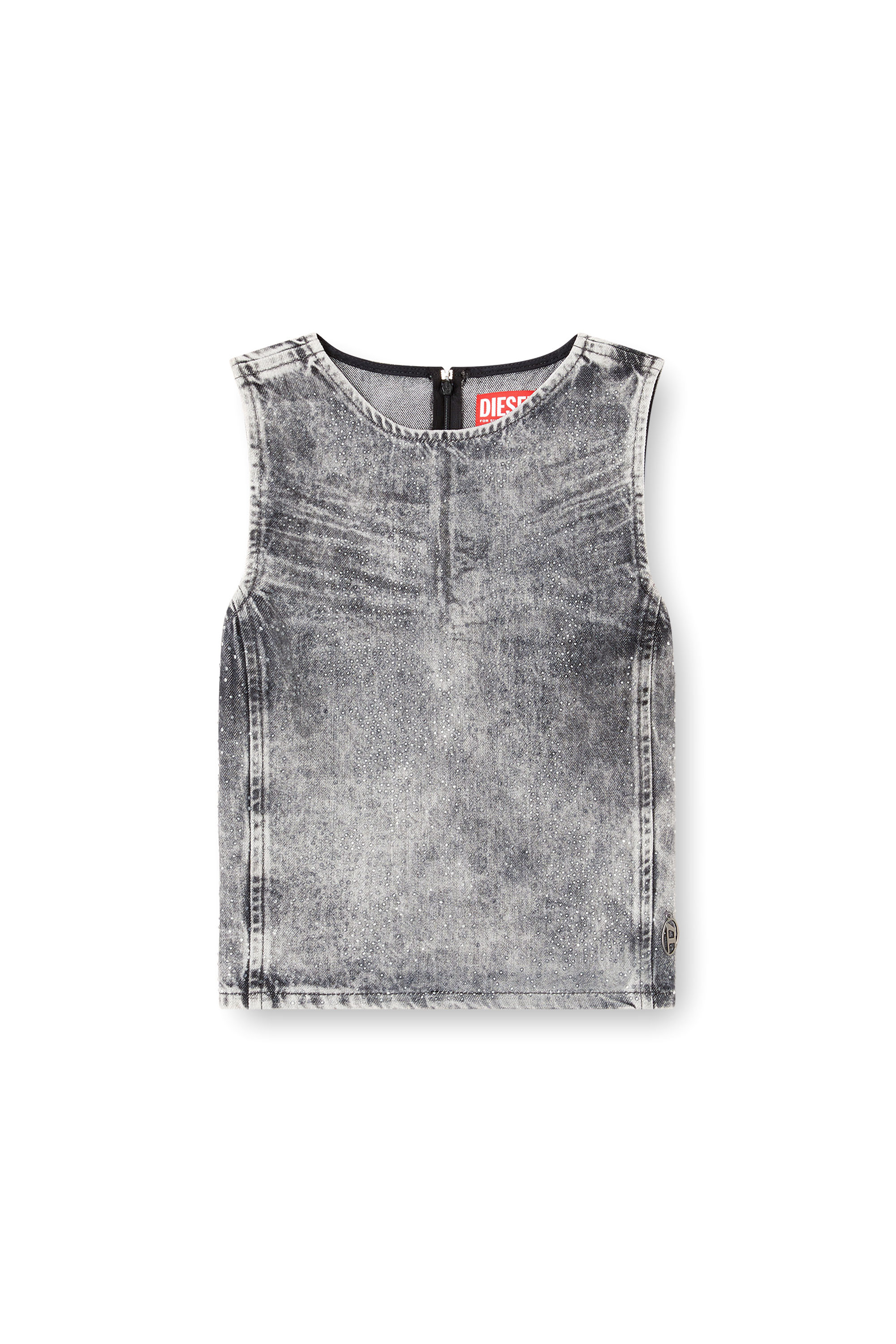 Diesel - DE-PINAR-S, Top sans manches en denim cristal Femme in Gris - 3