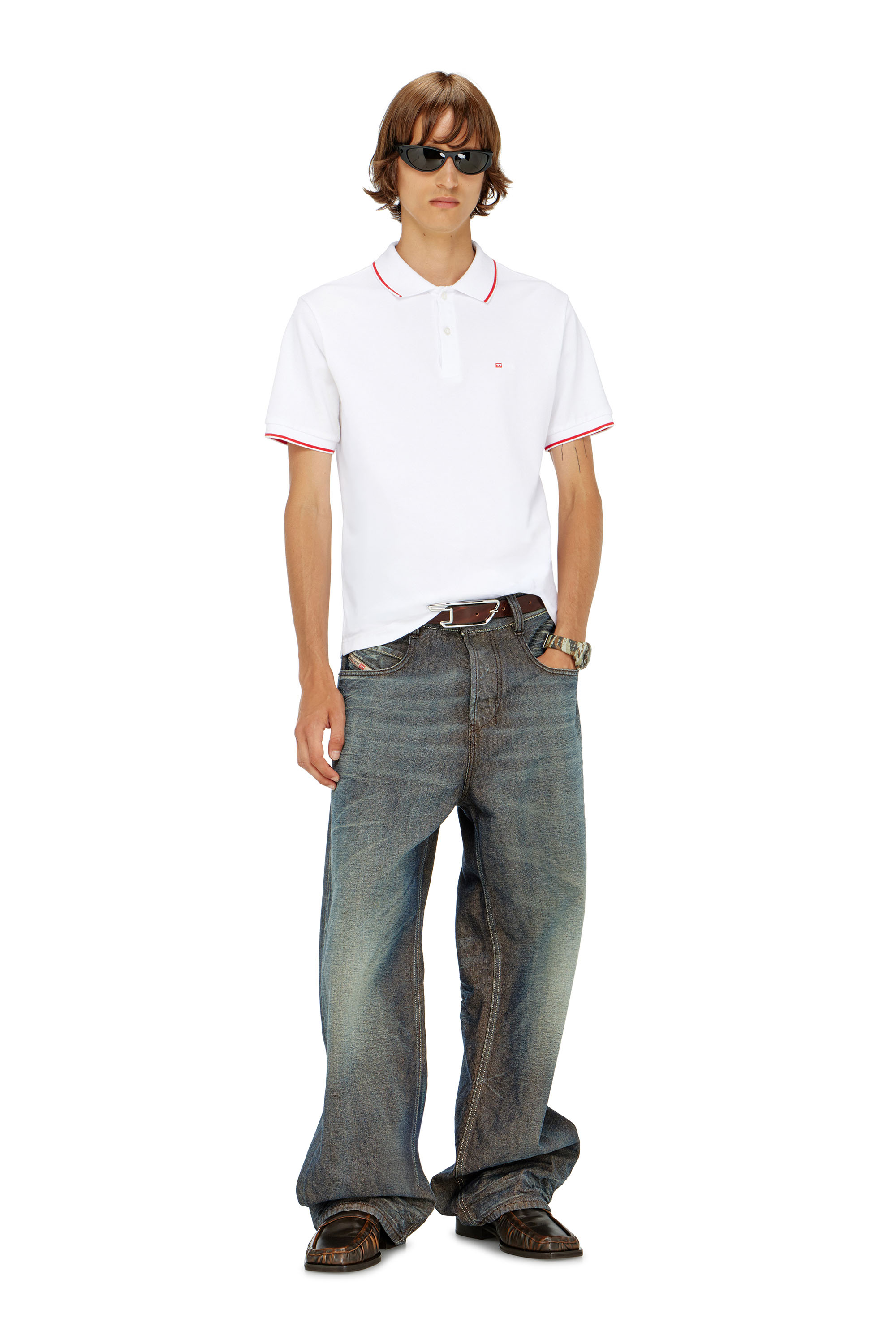 Diesel - T-FERRY-MICRODIV, Polo avec micro broderie Diesel Homme in Blanc - 2