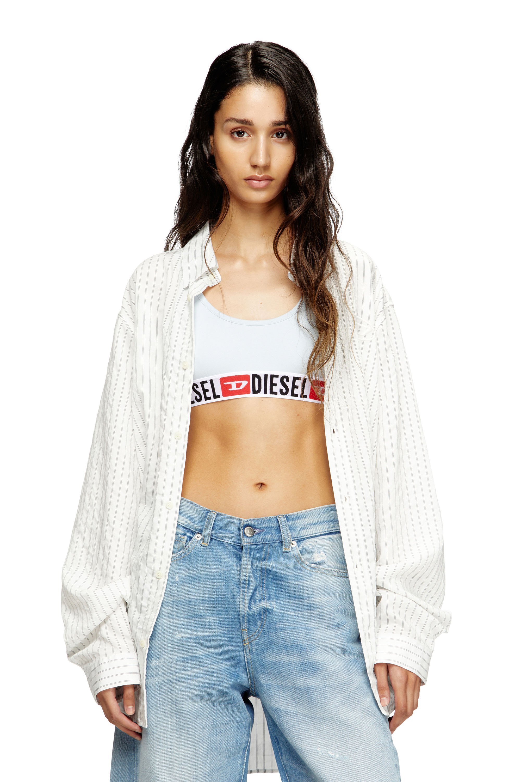Diesel - UFSB-ORIBA, Bralette avec bande logo Femme in Gris - 4