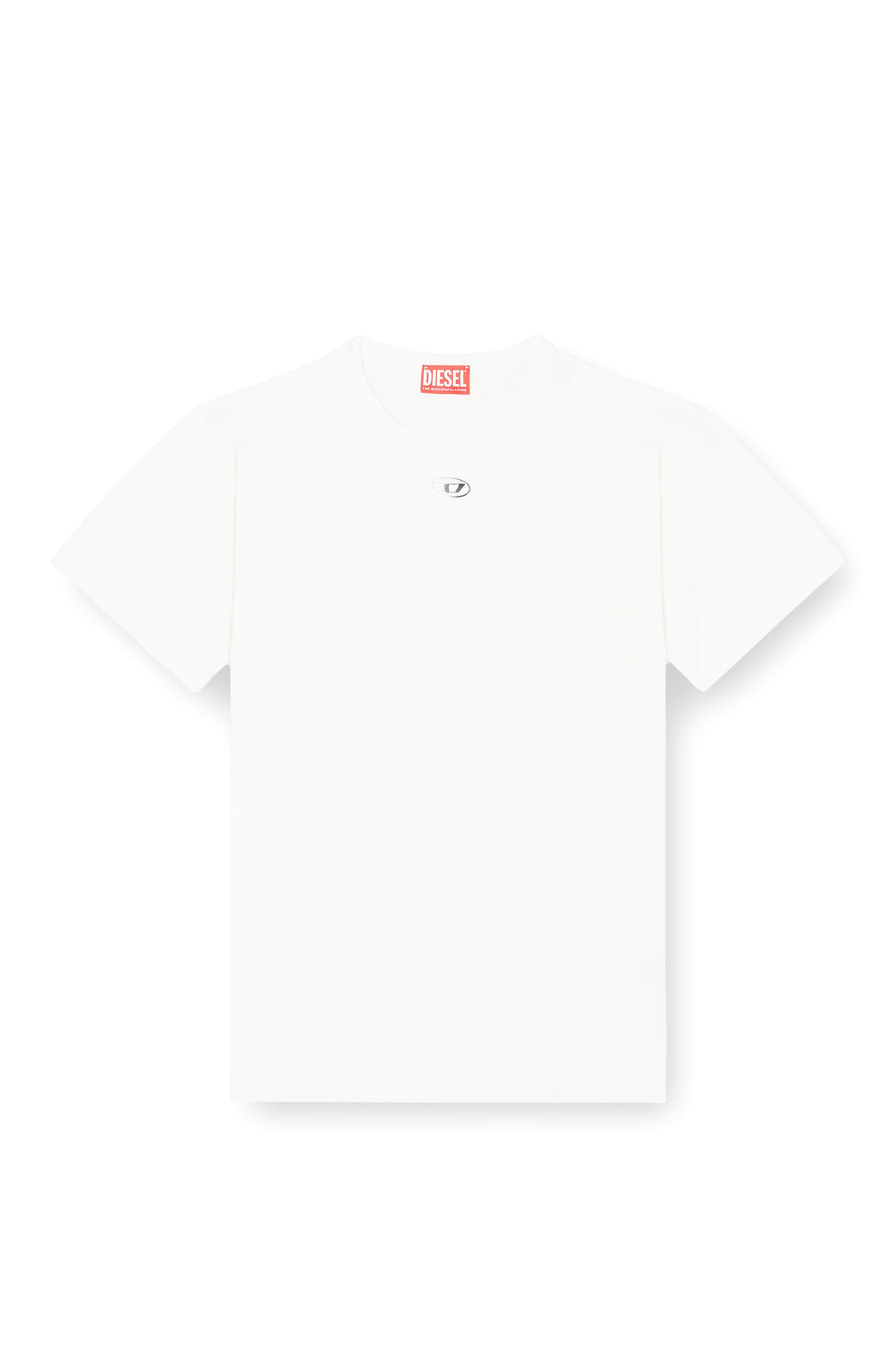 Diesel - T-NORMY-OD-S1, T-shirt en coton avec Oval D métallique Femme in Blanc - 3
