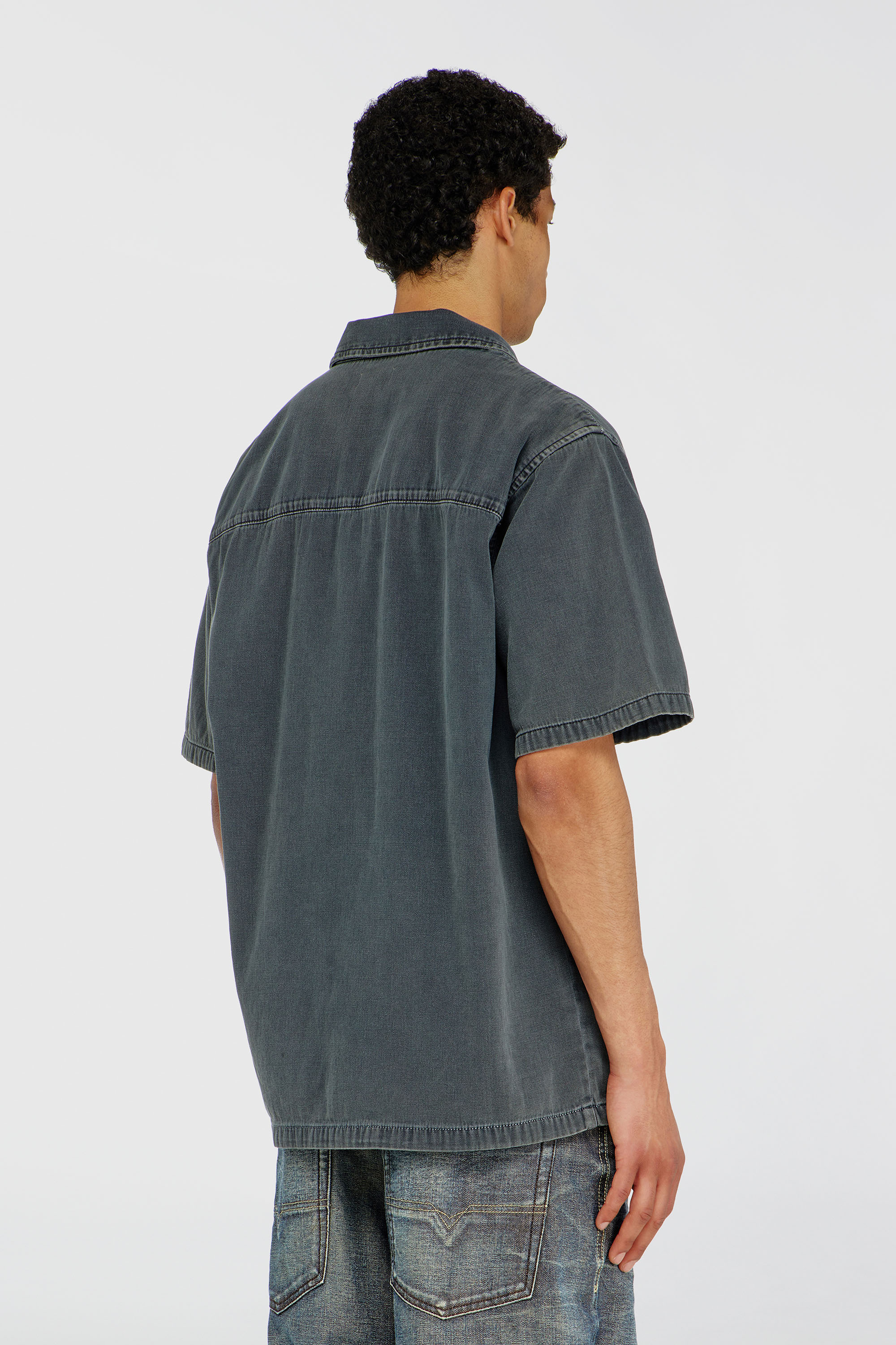 Diesel - D-NABIL-P, Chemise bowling en denim color&eacute; Homme in Gris - 4