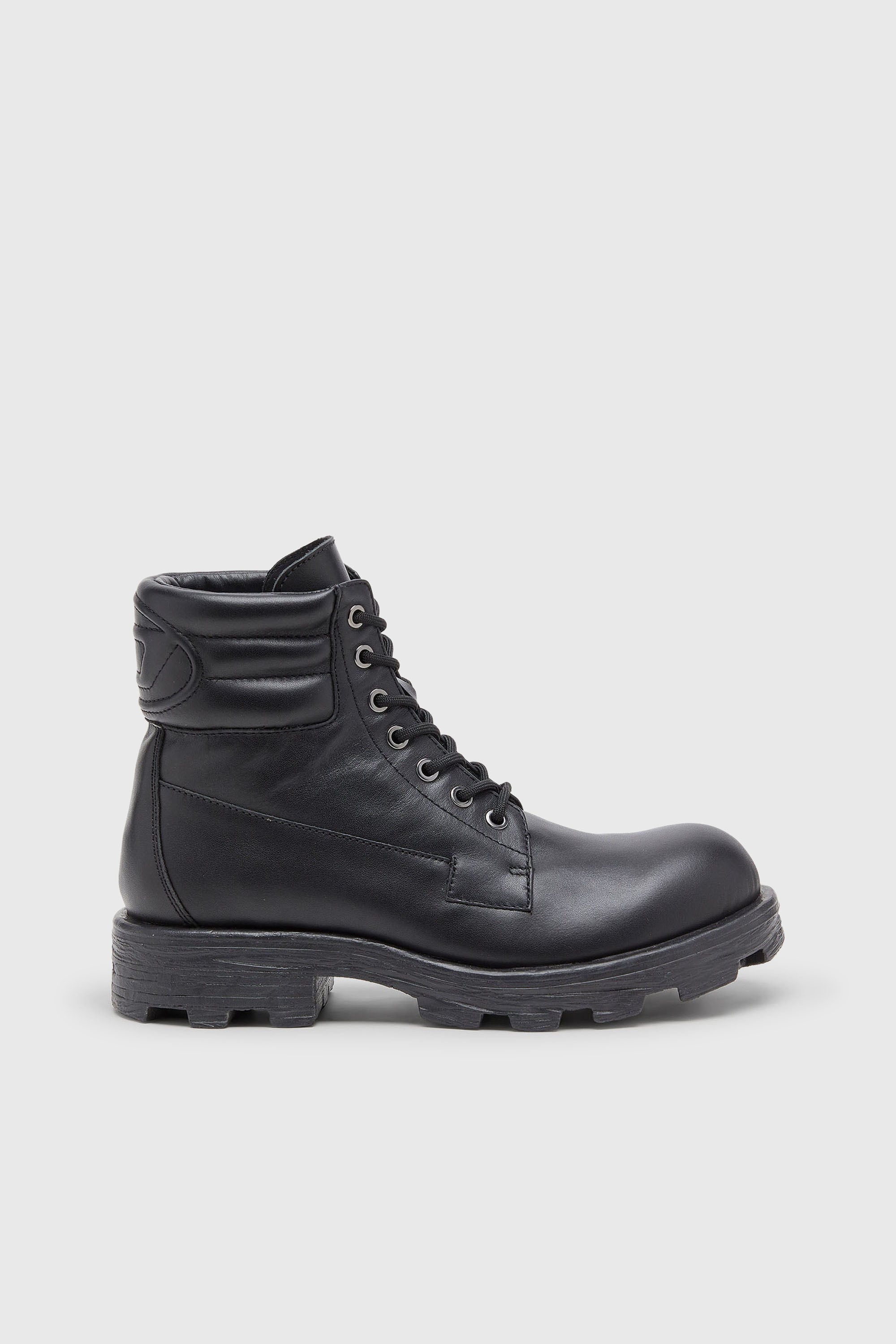 Diesel - D-HAMMER LACE UP, D-Hammer - Bottines de combat en cuir Homme in Noir - 1