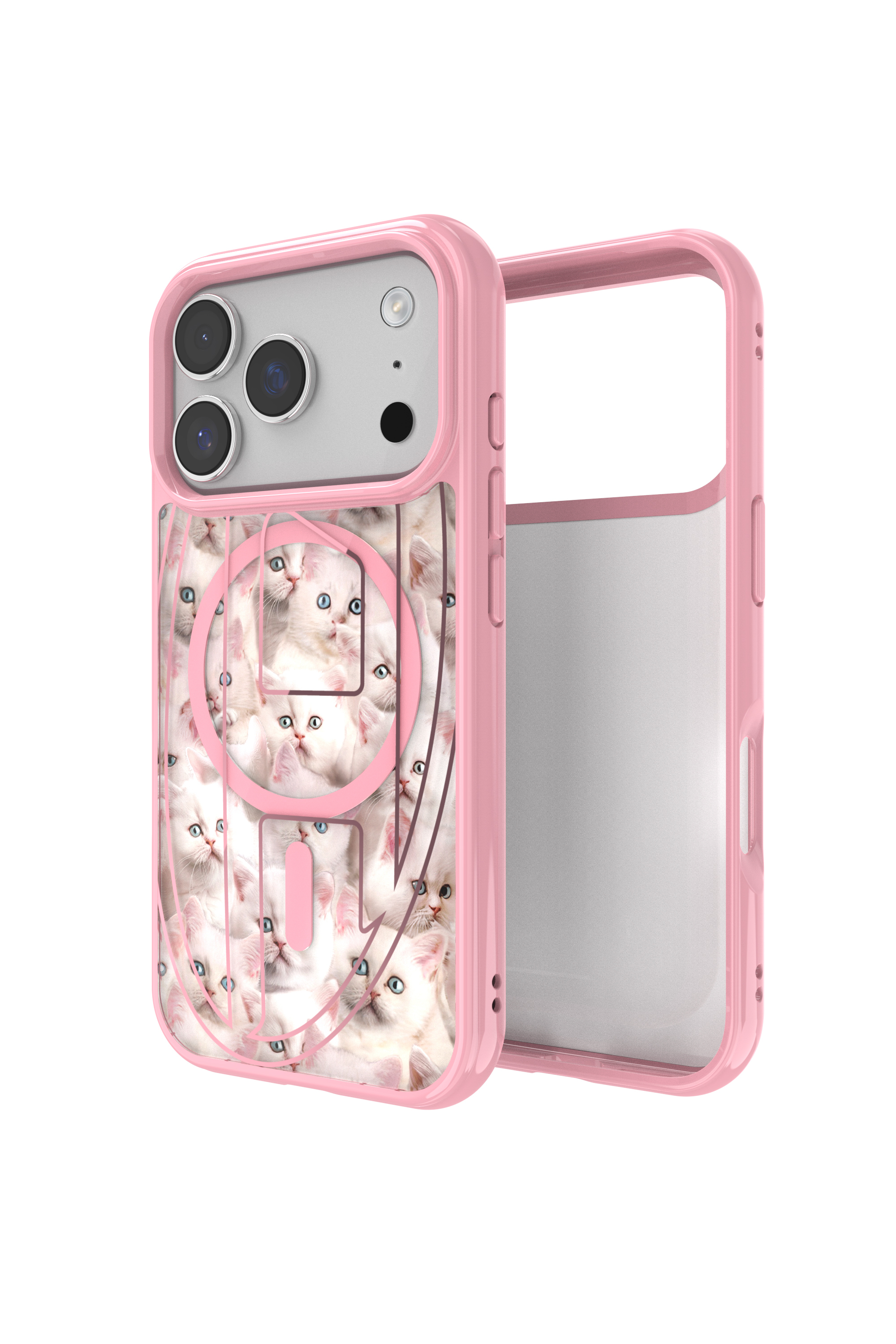 Diesel - 60425 AOP CASE, Étui Oval D Cats avec Magsafe pour iPhone 17 Pro Mixte in Rose - 1