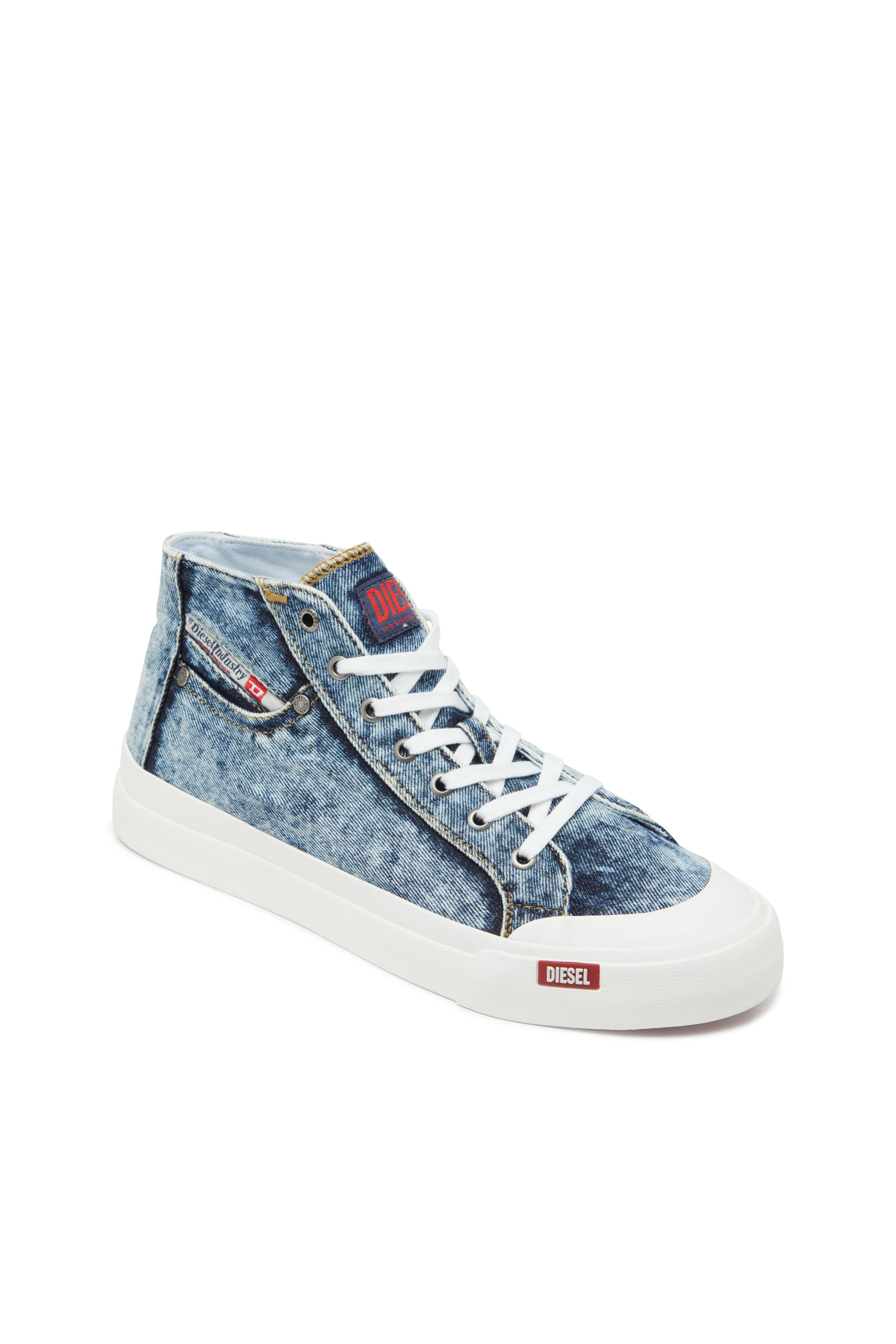 Diesel - S-ATHOS NMD MID, S-Athos-Sneakers montantes en denim avec détail de poche Homme in Bleu - 6