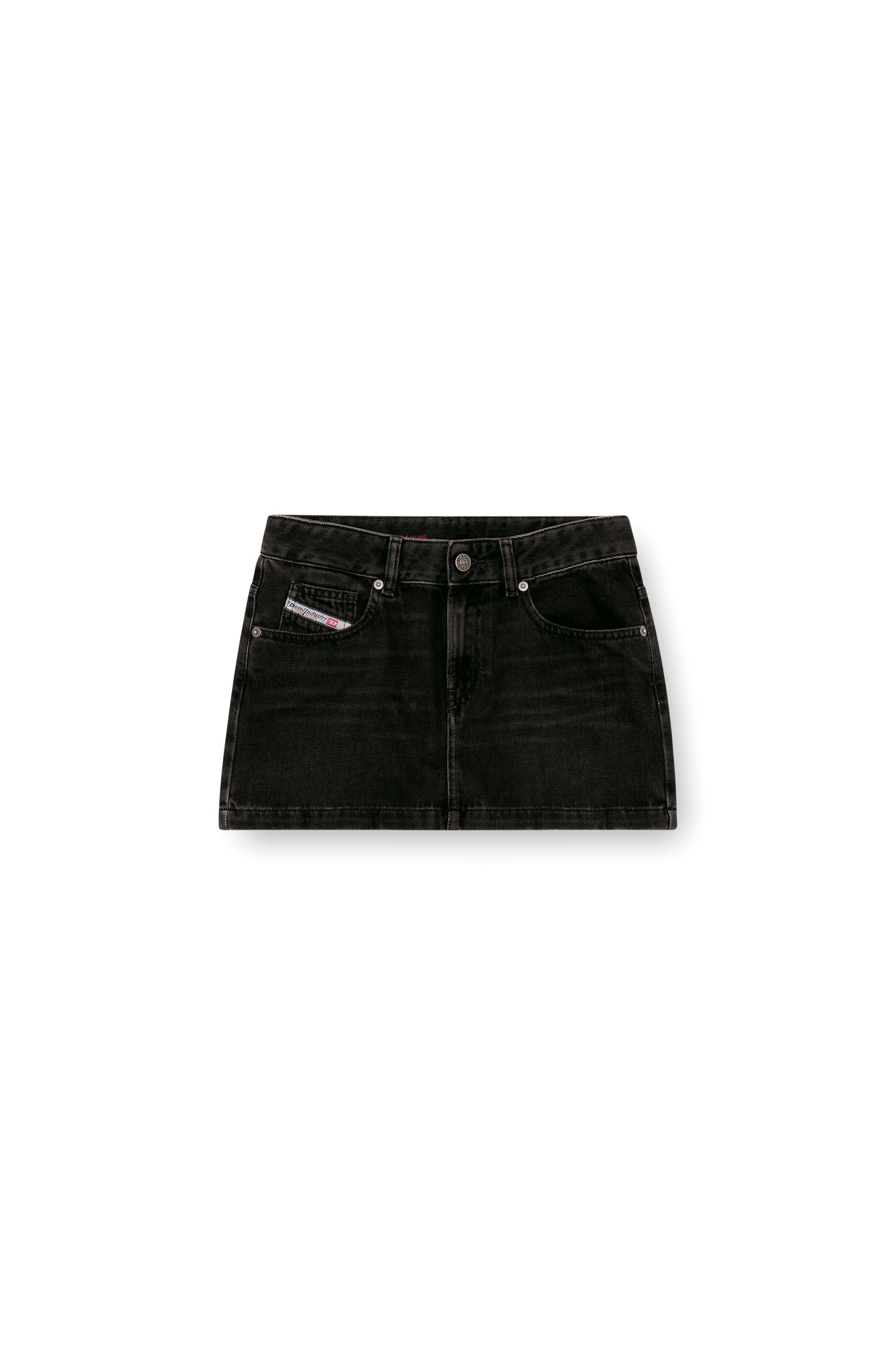 Diesel - DE-RON, Minijupe en denim d&eacute;lav&eacute; Femme in Noir - 4