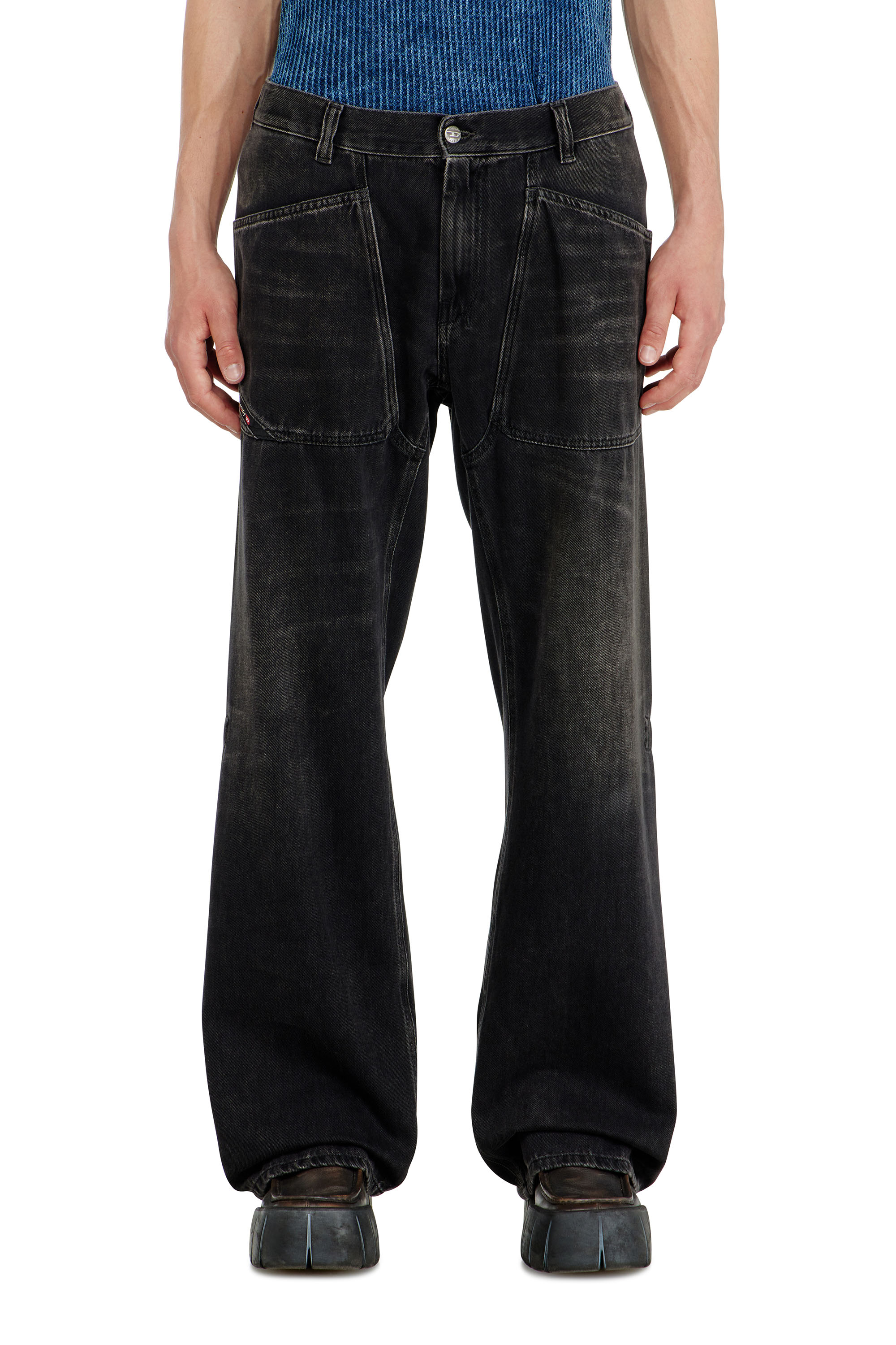 Diesel - Relaxed Jeans D-Zeta 09J96 Homme, Noir/Gris fonc&eacute; - Image 1