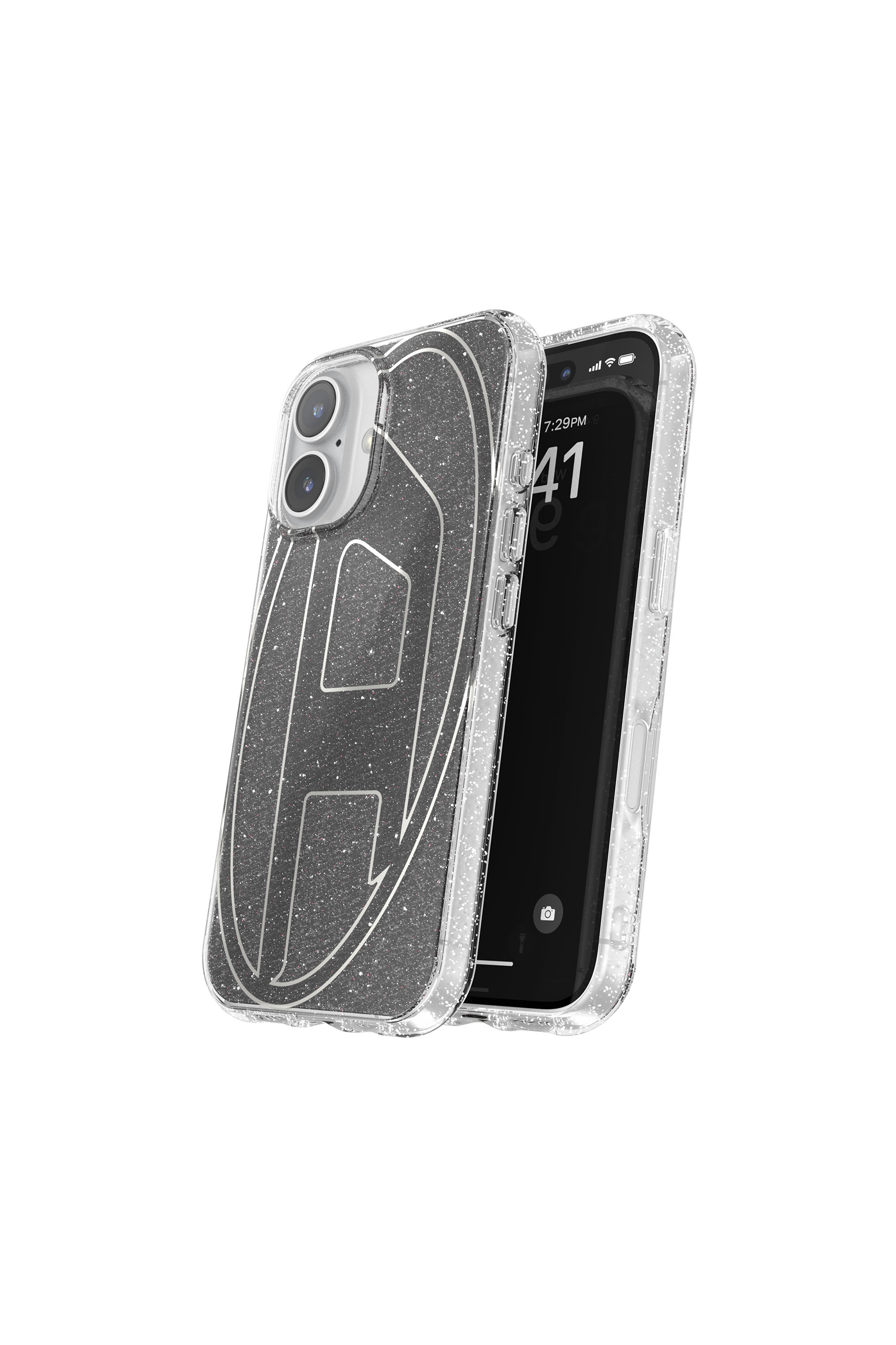 Diesel - 60147 AOP CASE, Coque pailletée pour l'iP 16 Mixte in Noir - 2