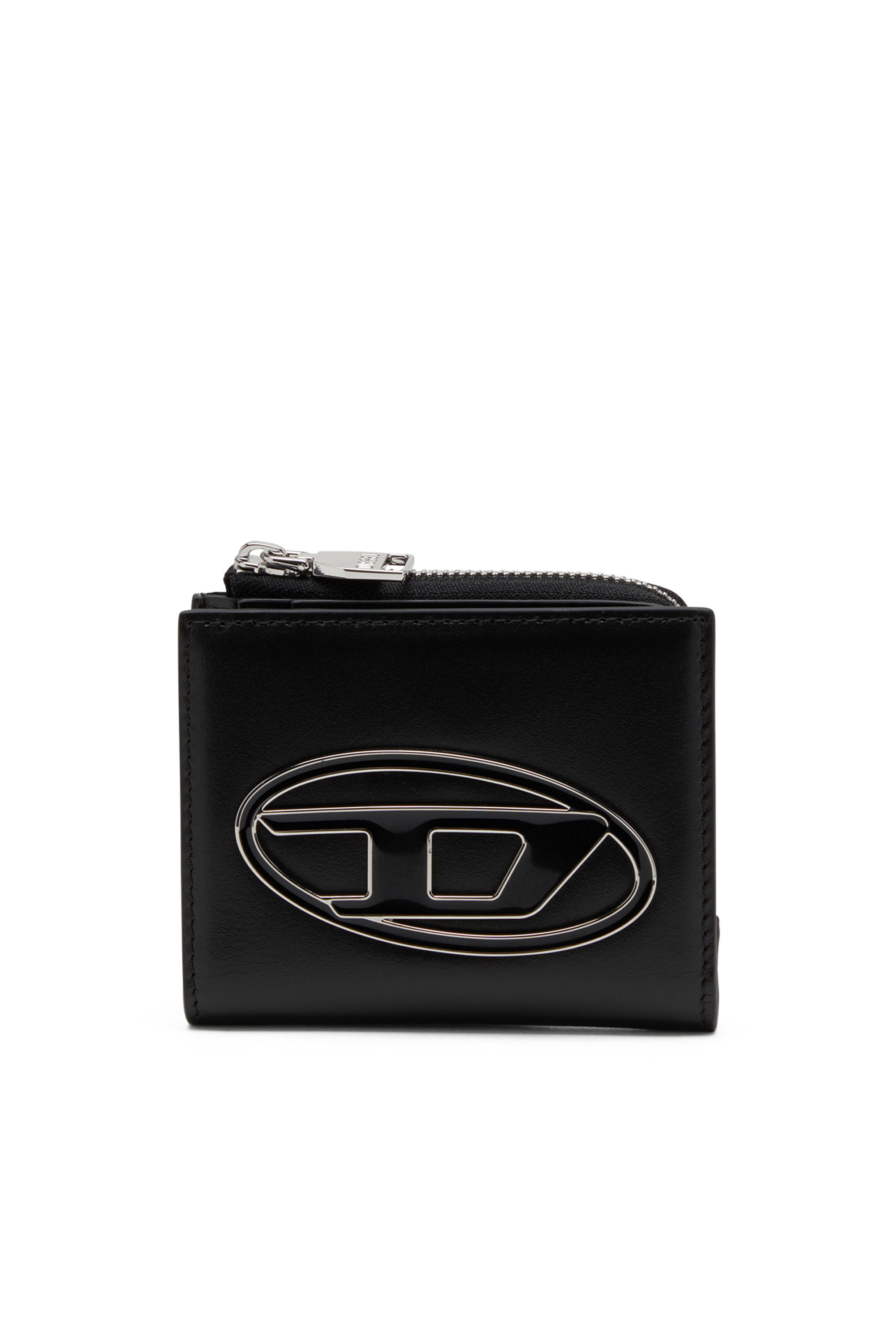 Diesel - 1DR CARD HOLDER ZIP L, Porte-cartes à deux volets en cuir nappa Femme in Noir - 1