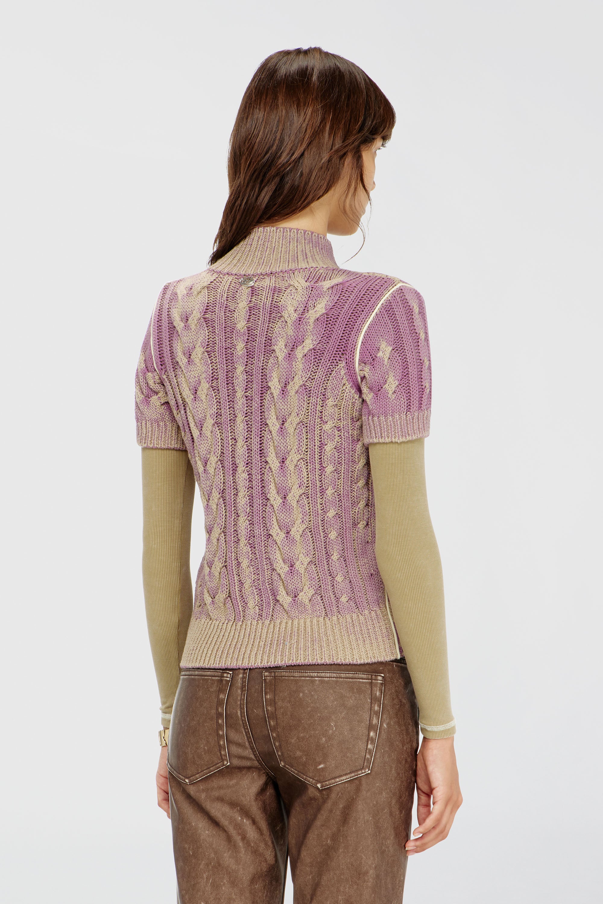 Diesel - M-ELANA, Cardigan &agrave; manches courtes zipp&eacute; en maille torsad&eacute;e Femme in Polychrome - 4