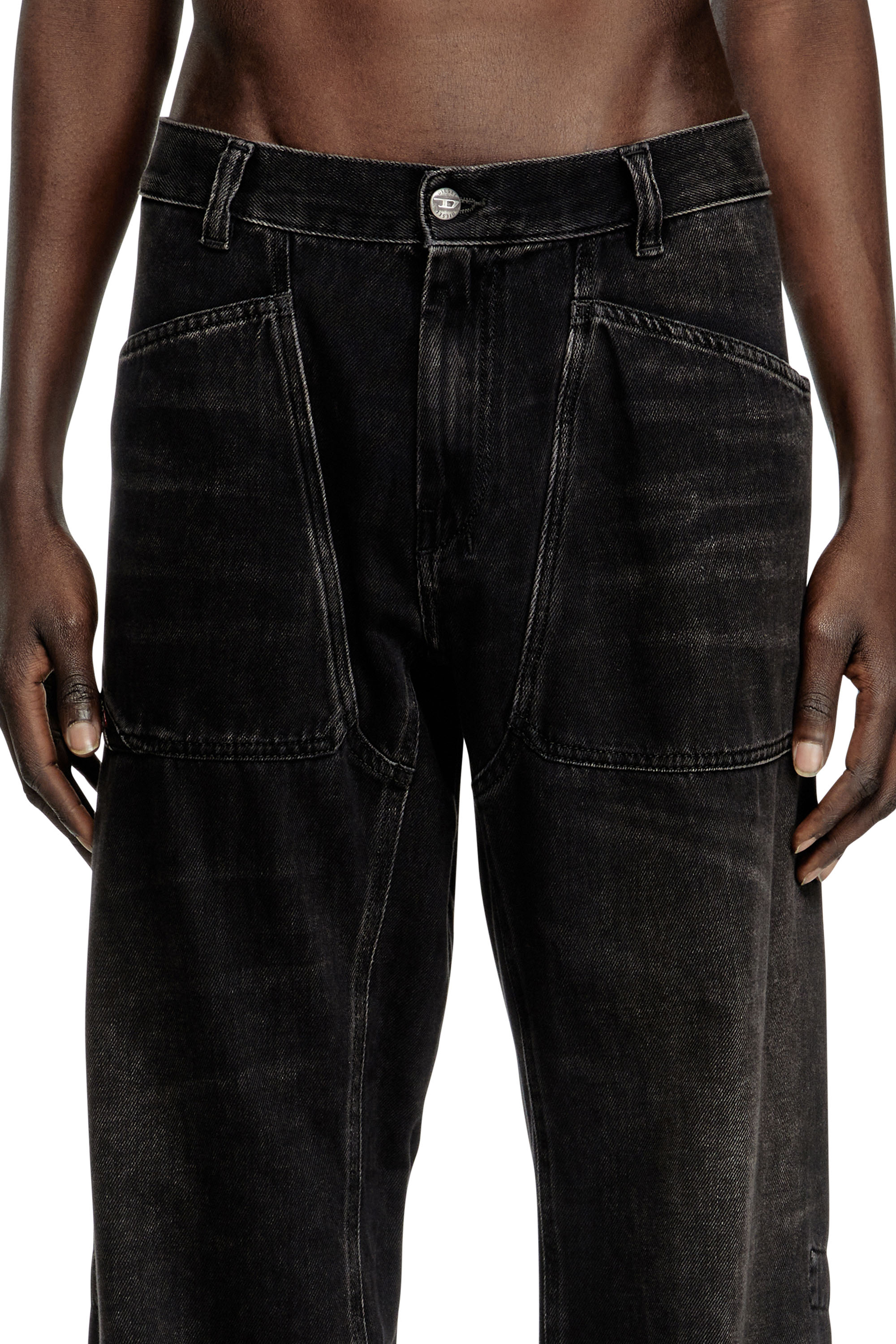 Diesel - Relaxed Jeans D-Zeta 09J96 Homme, Noir/Gris foncé - Image 5